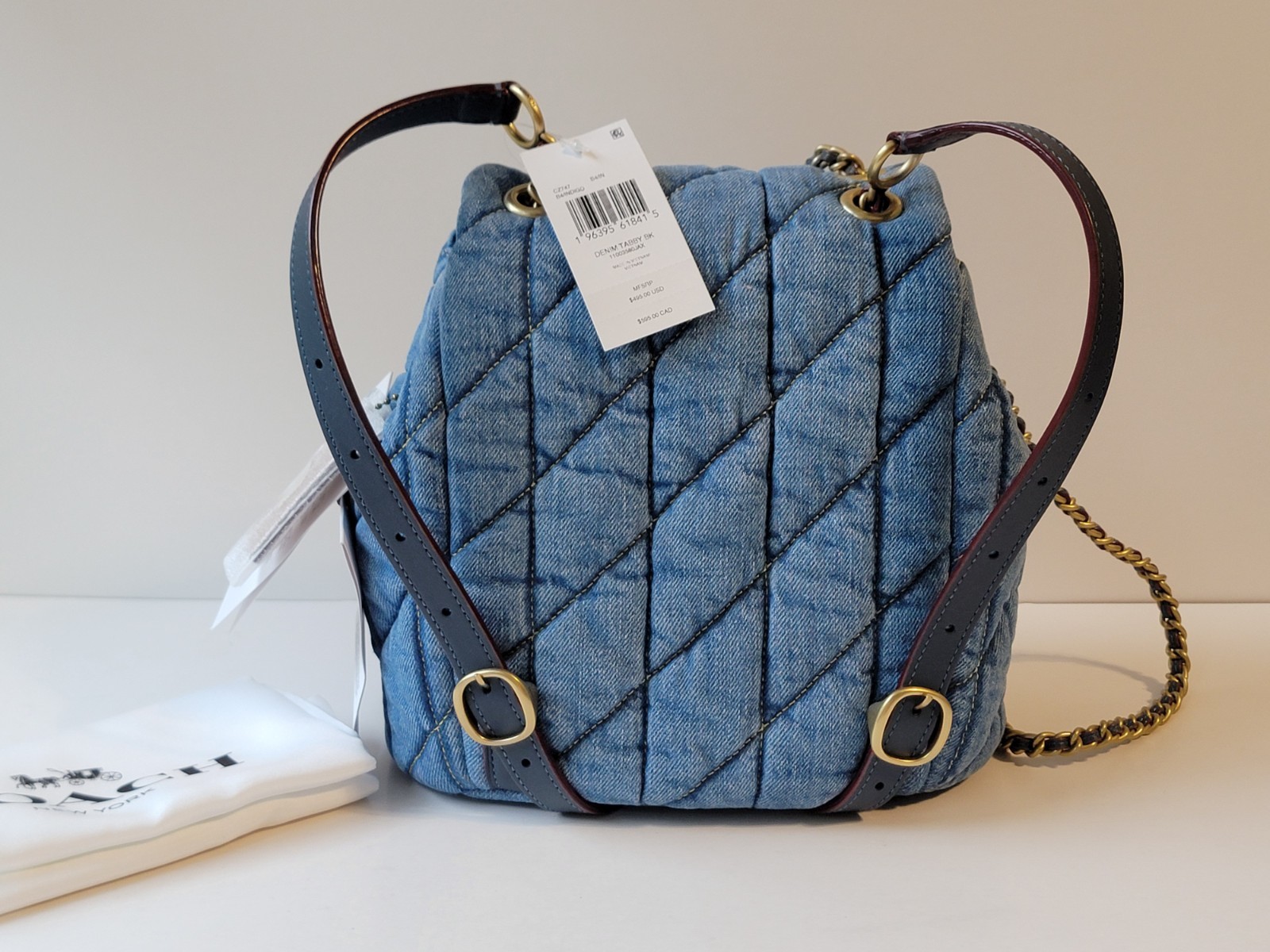 COACH NWT CZ747 Denim Tabby Backpack Quilting INDIGO Color Crossbody Handbag