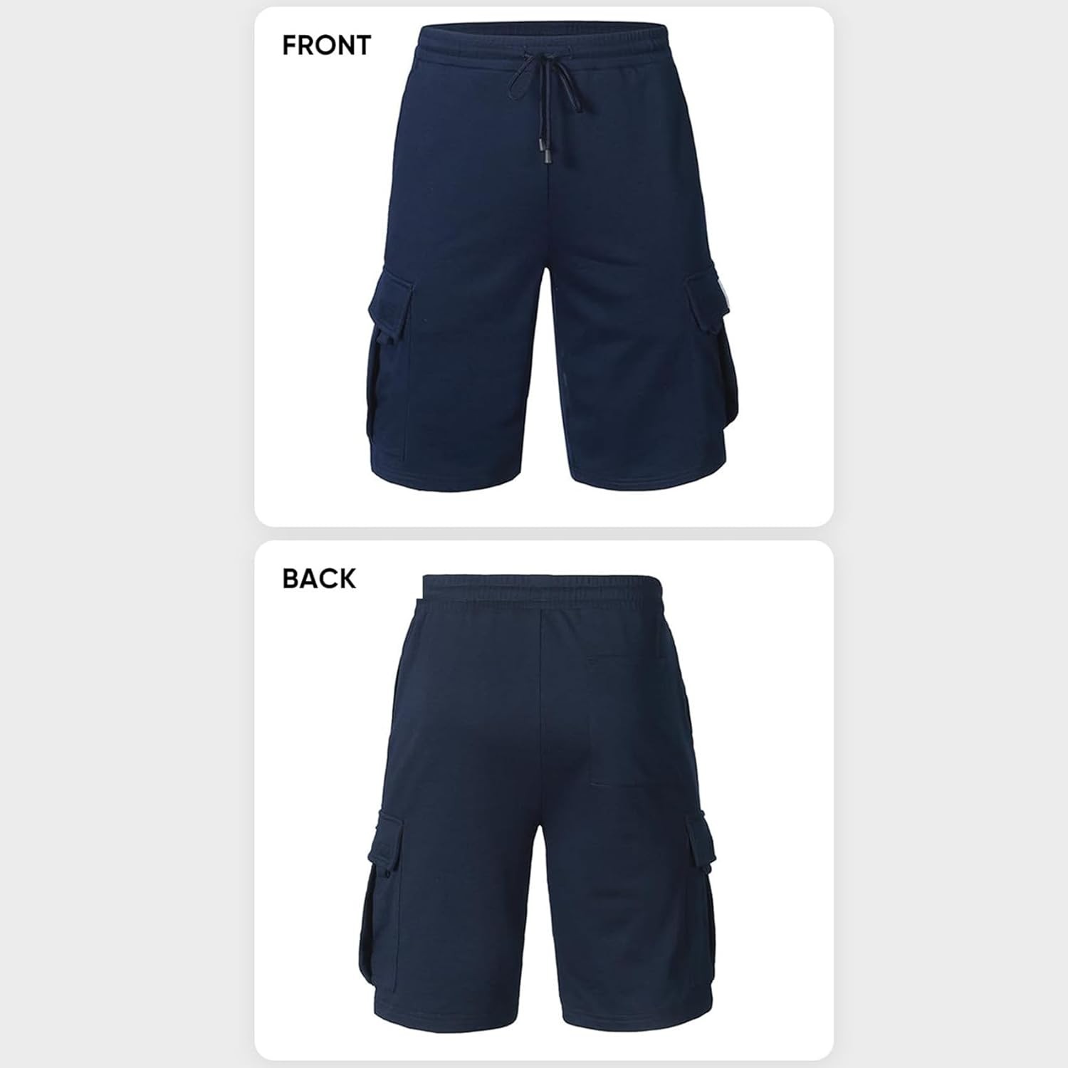 Mens 5 Pocket Athletic Cotton Shorts Drawstring Elastic Waist Workout Gym Cargo