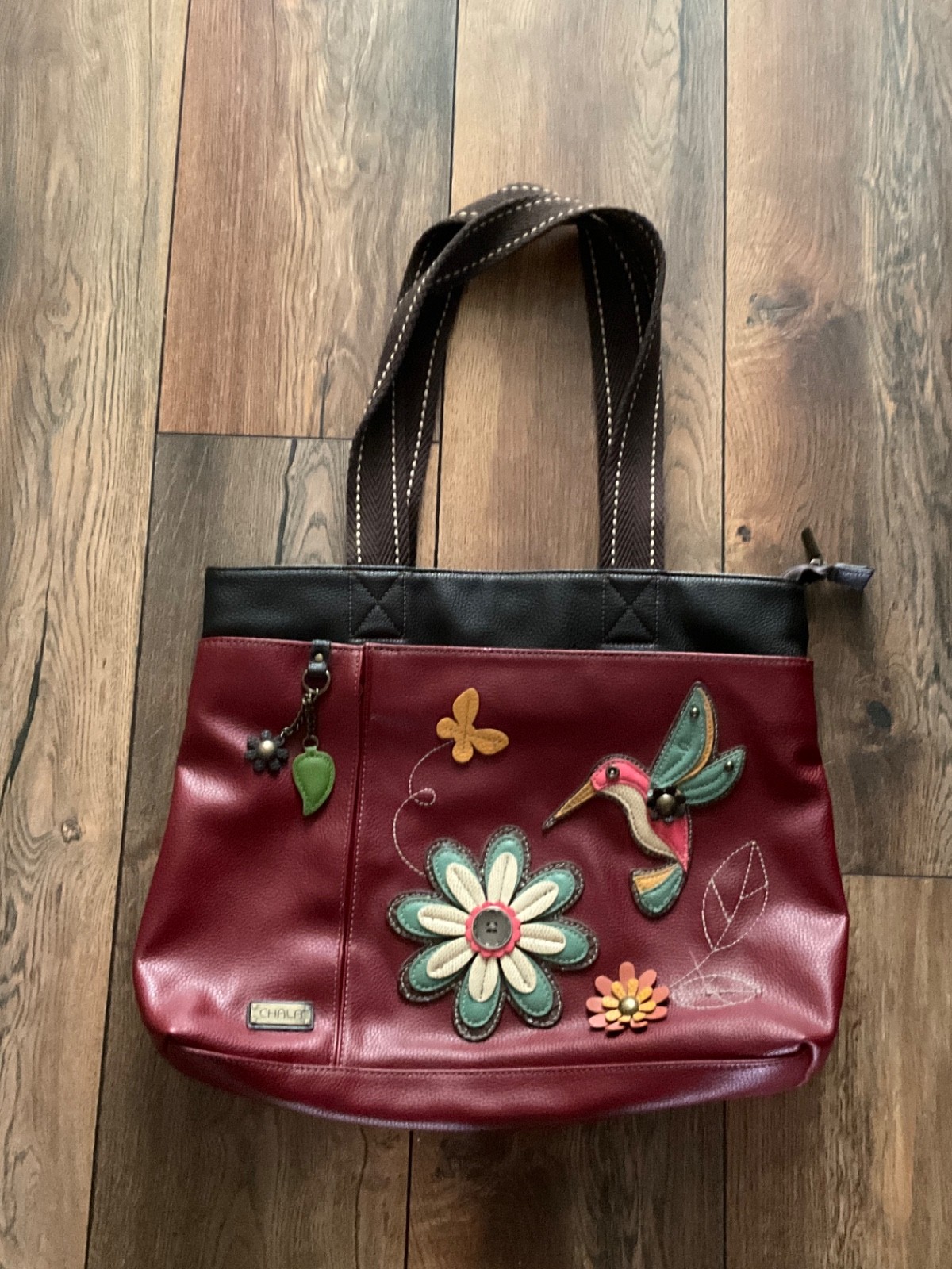 Chala double set Large garnet red Hummingbird Tote Purse/bag / Mini Phone purse
