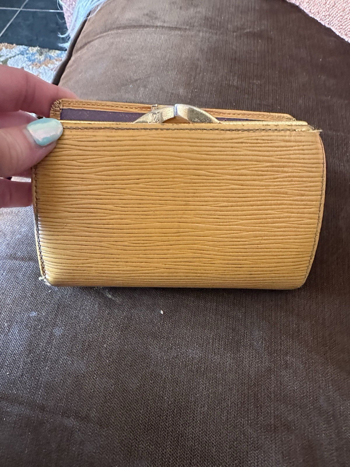 Louis Vuitton Epi Yellow Snap Wallet Coin Purse Folding Credit Card Slots