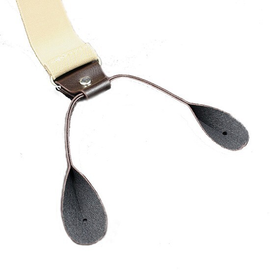 1pc Beige Color Adjustable Button Holes Link 1/3″ Wide Men’s Elastic Suspenders