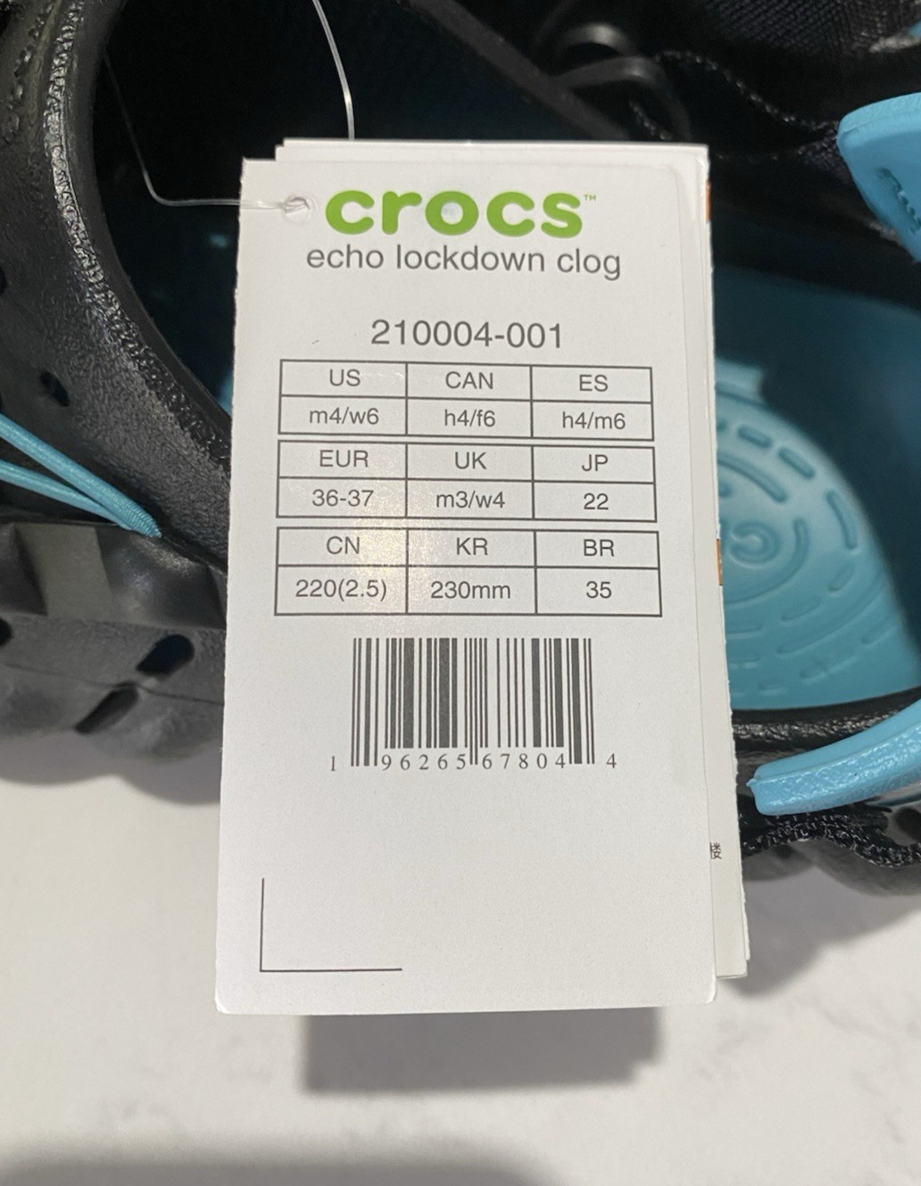 CROCS Limited Edition Echo Lockdown Mens Bungee Cord Black Blue Clogs