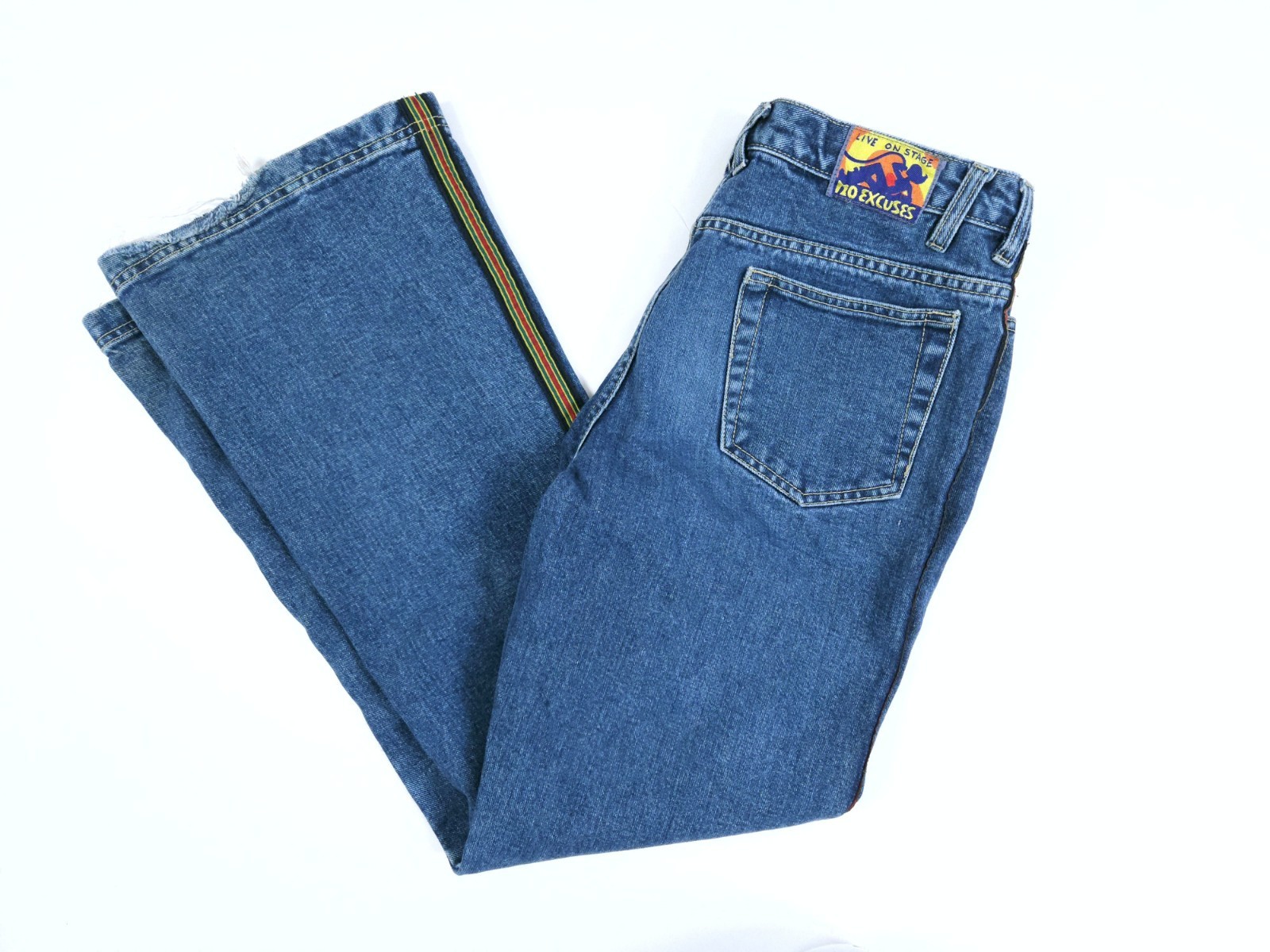 No Excuses Live On Stage Y2K Jeans Women’s 31×21 Flare Leg Ribbon Striped