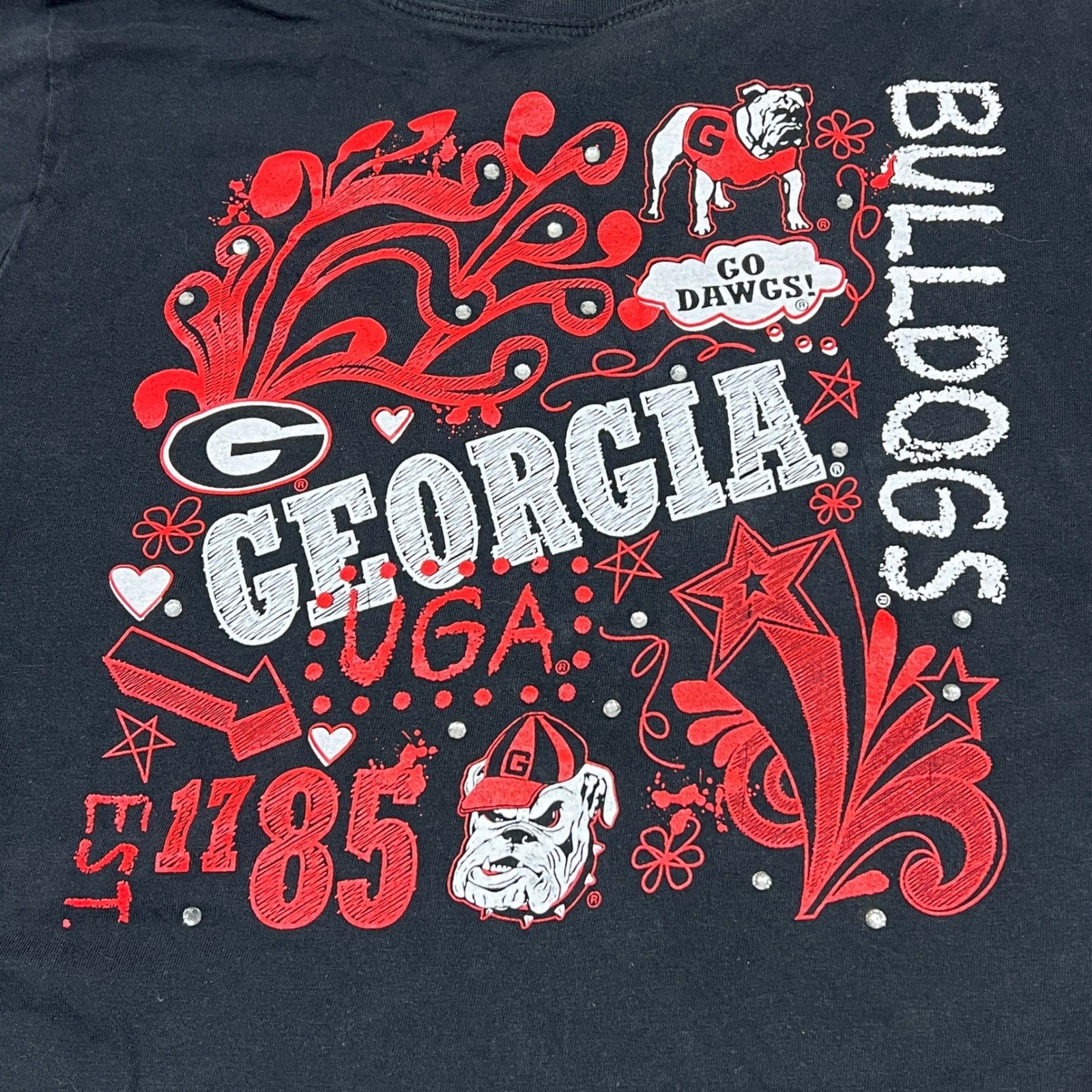 NCAA Georgia Bulldogs GO DAWGS EST 1785 Black T Shirt XL UGA Football