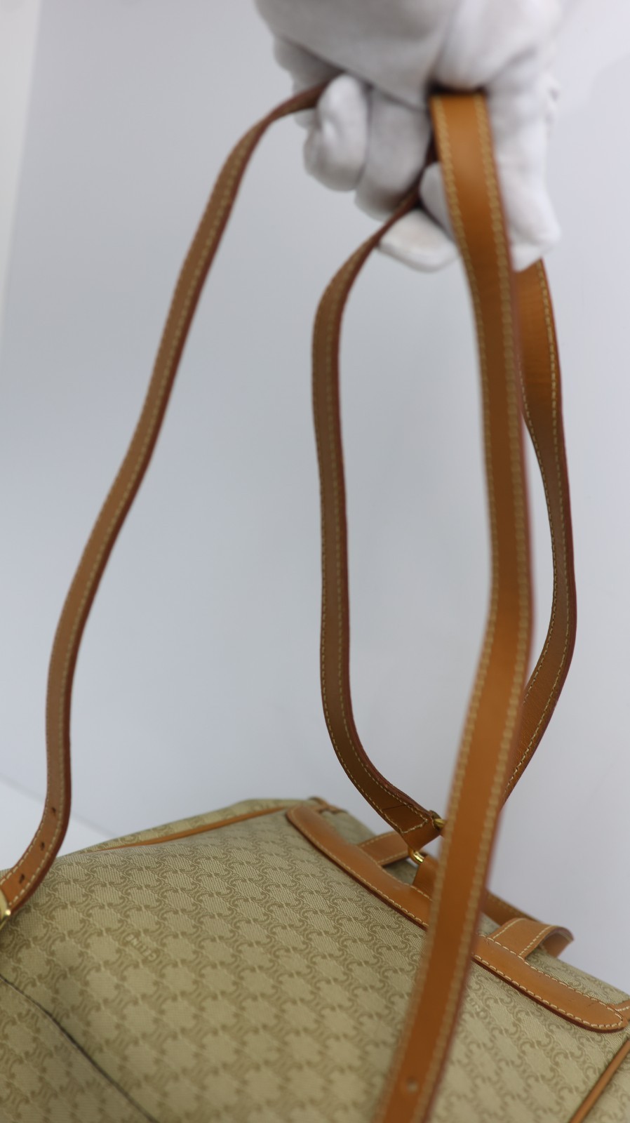 Rare Auth CELINE Vintage Beige Macadam Canvas Backpack – Monogram Rucksack Purse
