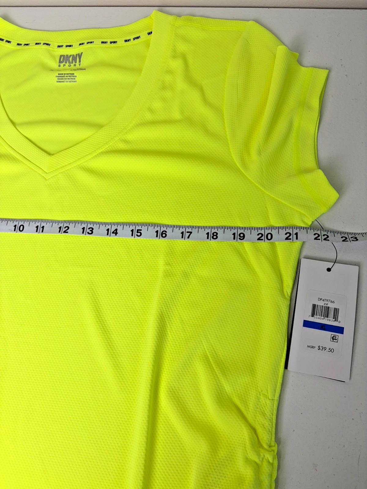 Dkny Sport Women’s Solid V-Neck Short-Sleeve Top Shirt Electric Yellow X-Large