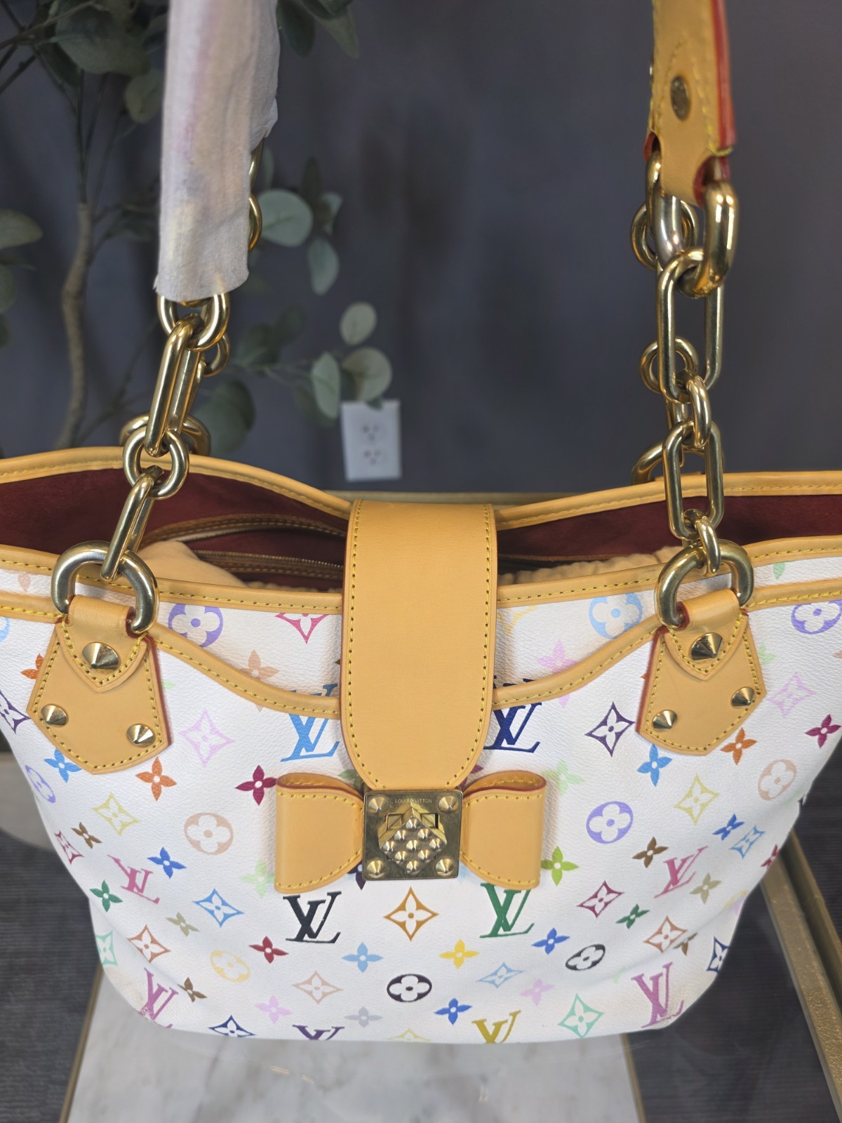 Louis Vuitton Annie Tote GM White Canvas Leather Murakami Multicolor Monogram