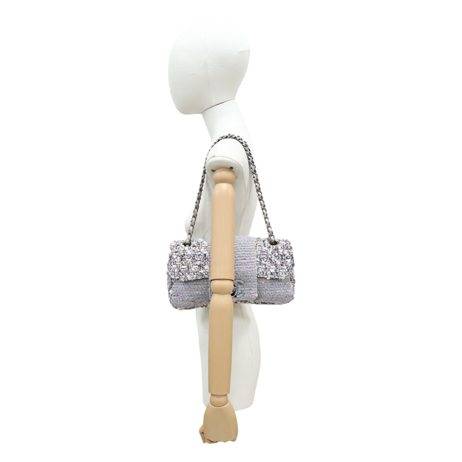 CHANEL Coco Mark 25 Chain Shoulder Bag Tweed Purple (No Card)