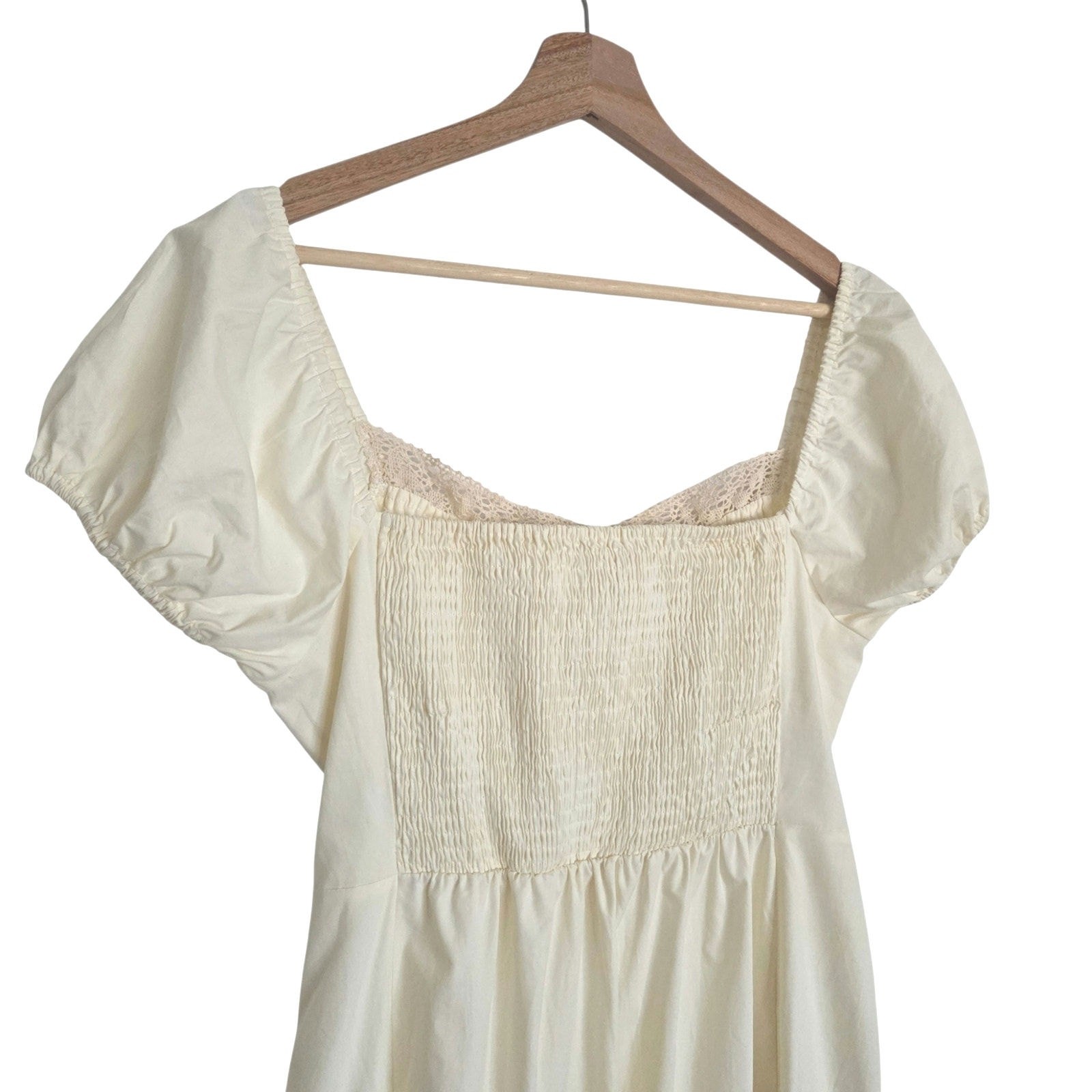 Cider Crochet Trim Tie Bodice Milkmaid Dress Coquette Cottagecore Renfair MEDIUM
