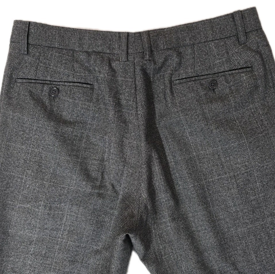 John Varvatos USA Luxe Wool Blend Grey Plaid Dress Pants Trousers Men’s 34×33.5