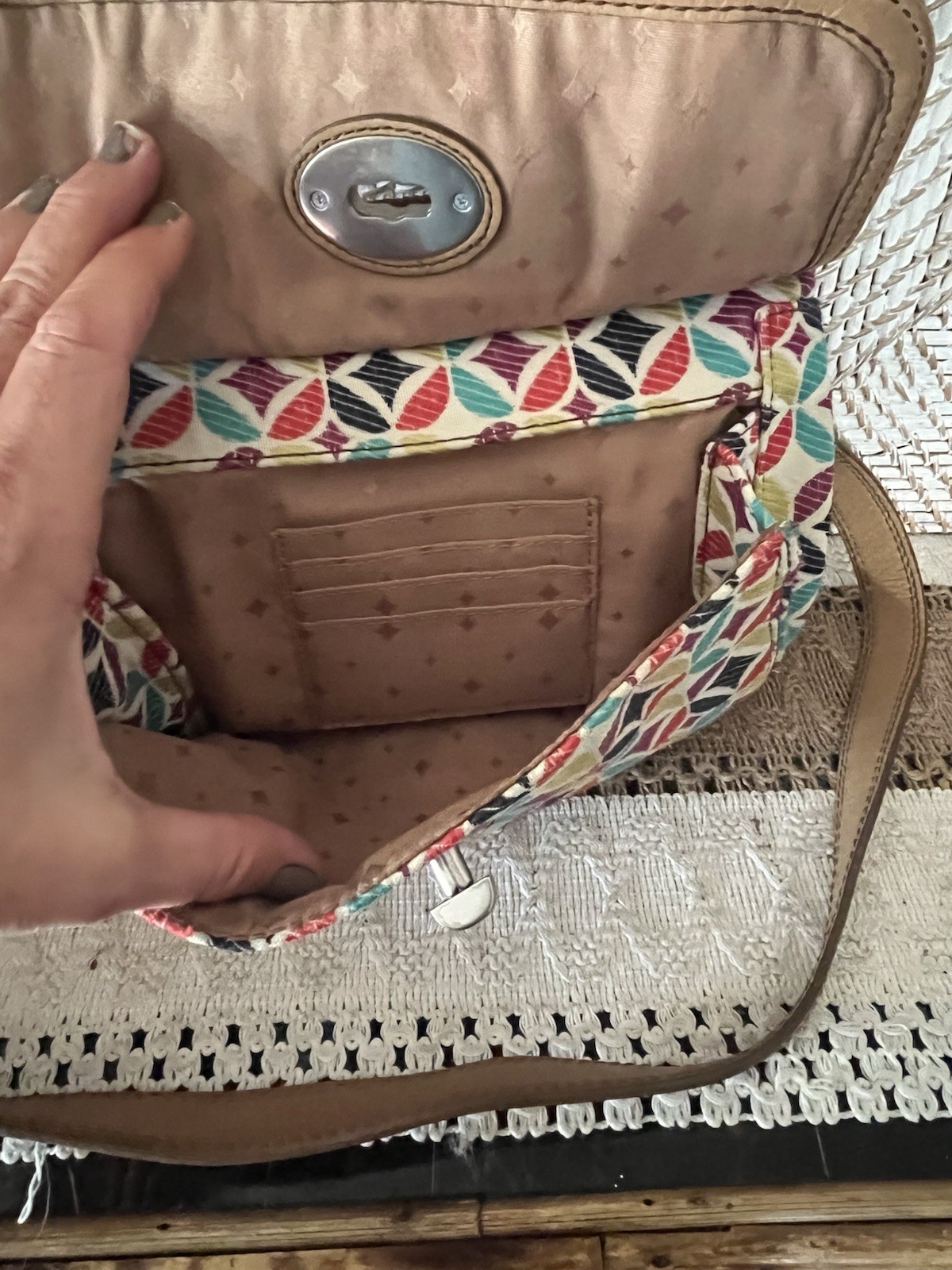 FOSSIL Maddox Shoulder Bag Or Crossbody, Turn Lock Front Zip Closure, Colorful