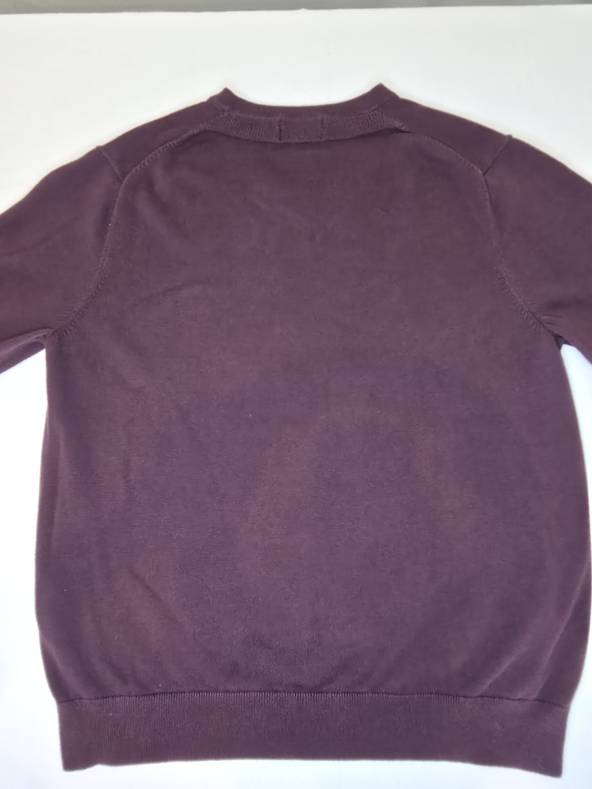 Lands’ End Men’s Large Supima Cotton V-Neck Sweater Burgundy Plum Long Sleeve