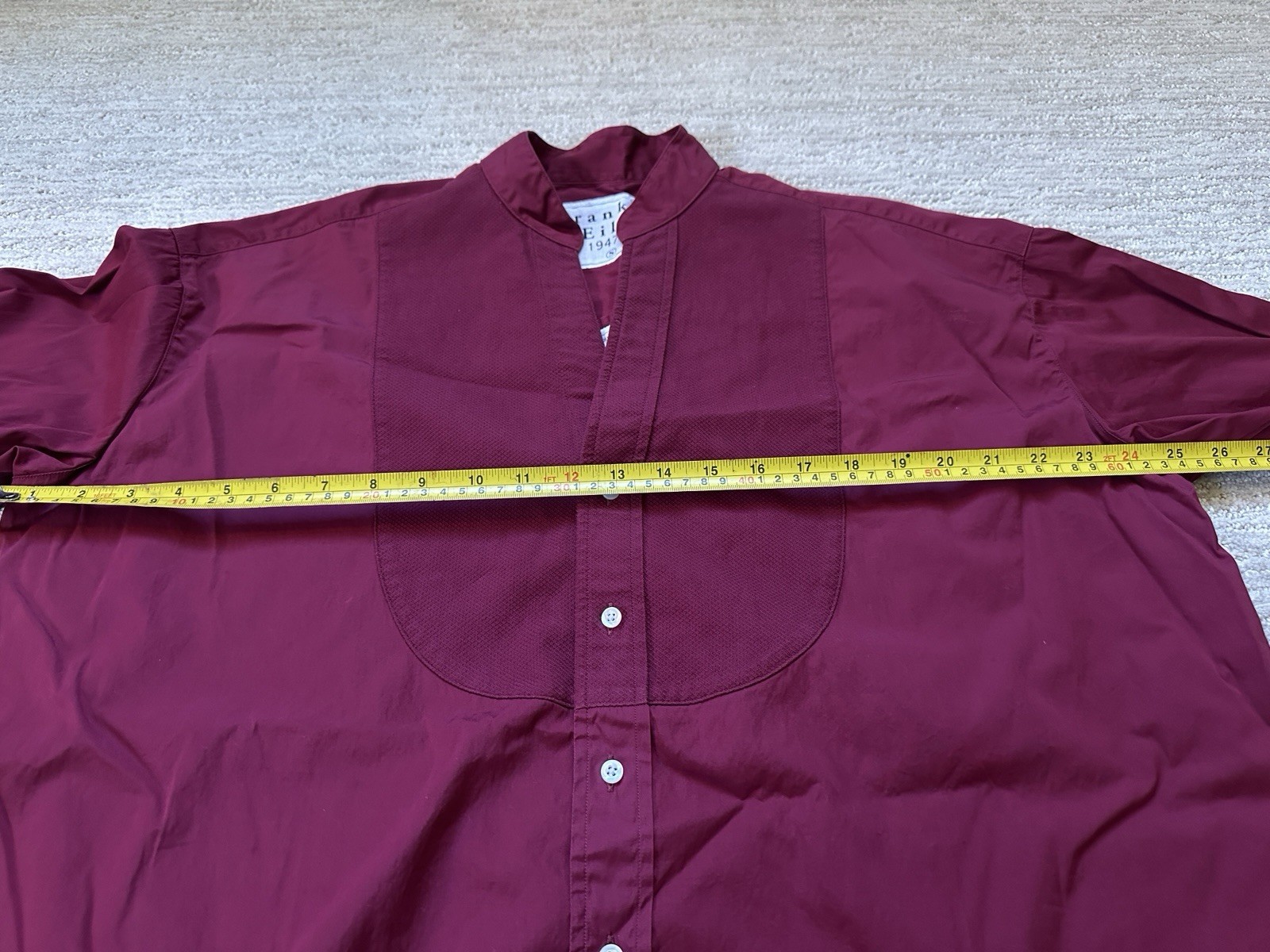 Frank & Eileen Tori Surplace Neck Bottom-Up Shirt Dress Size S Burgundy Red