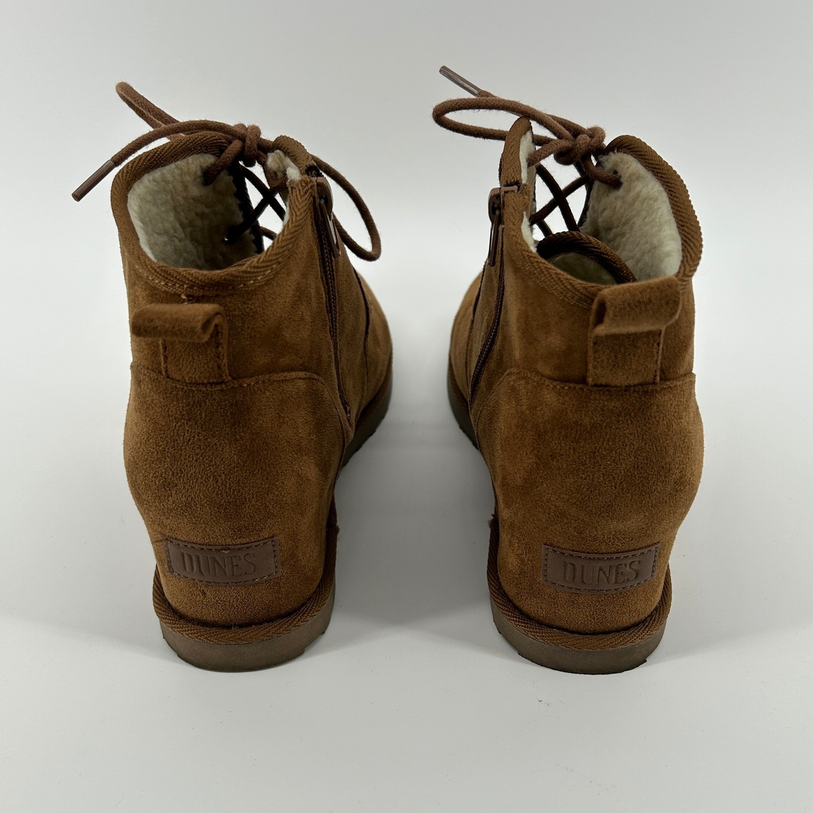 Dunes Kim Brown Faux Suede Lined Hidden Wedge Ankle Boots 9M Fall Streetwear