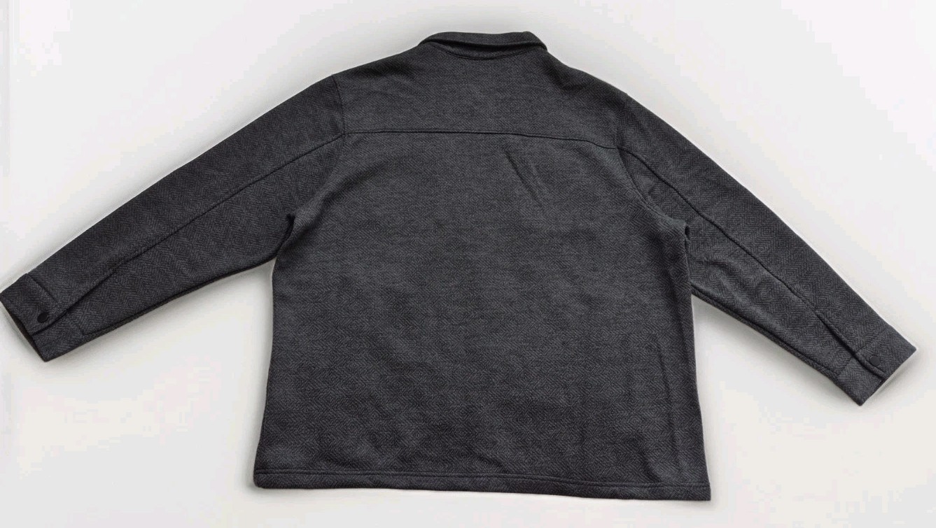 George Men’s Knit Fleece Shirt Jacket Black Soot Heather Size 3XL New
