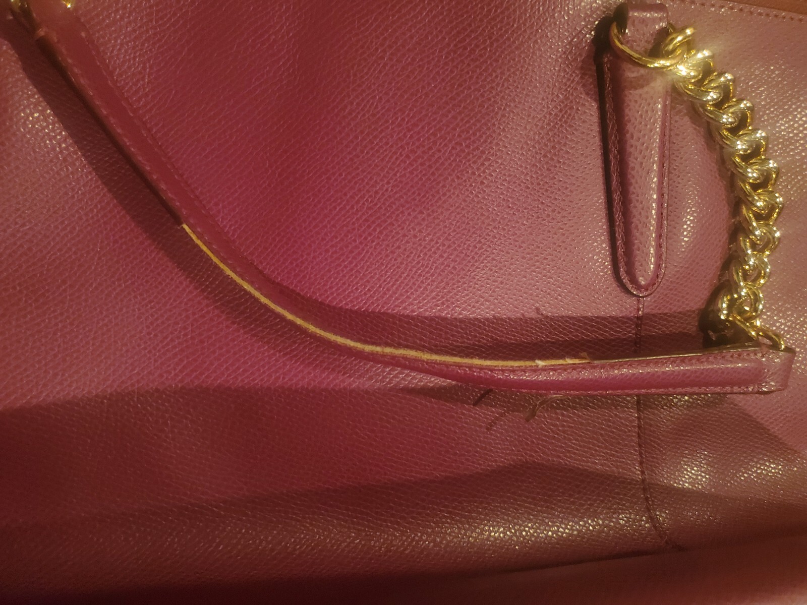 Coach Ava Chain Tote Pebble Leather Gold Chain Purple Handbag F87775 MSRP $398