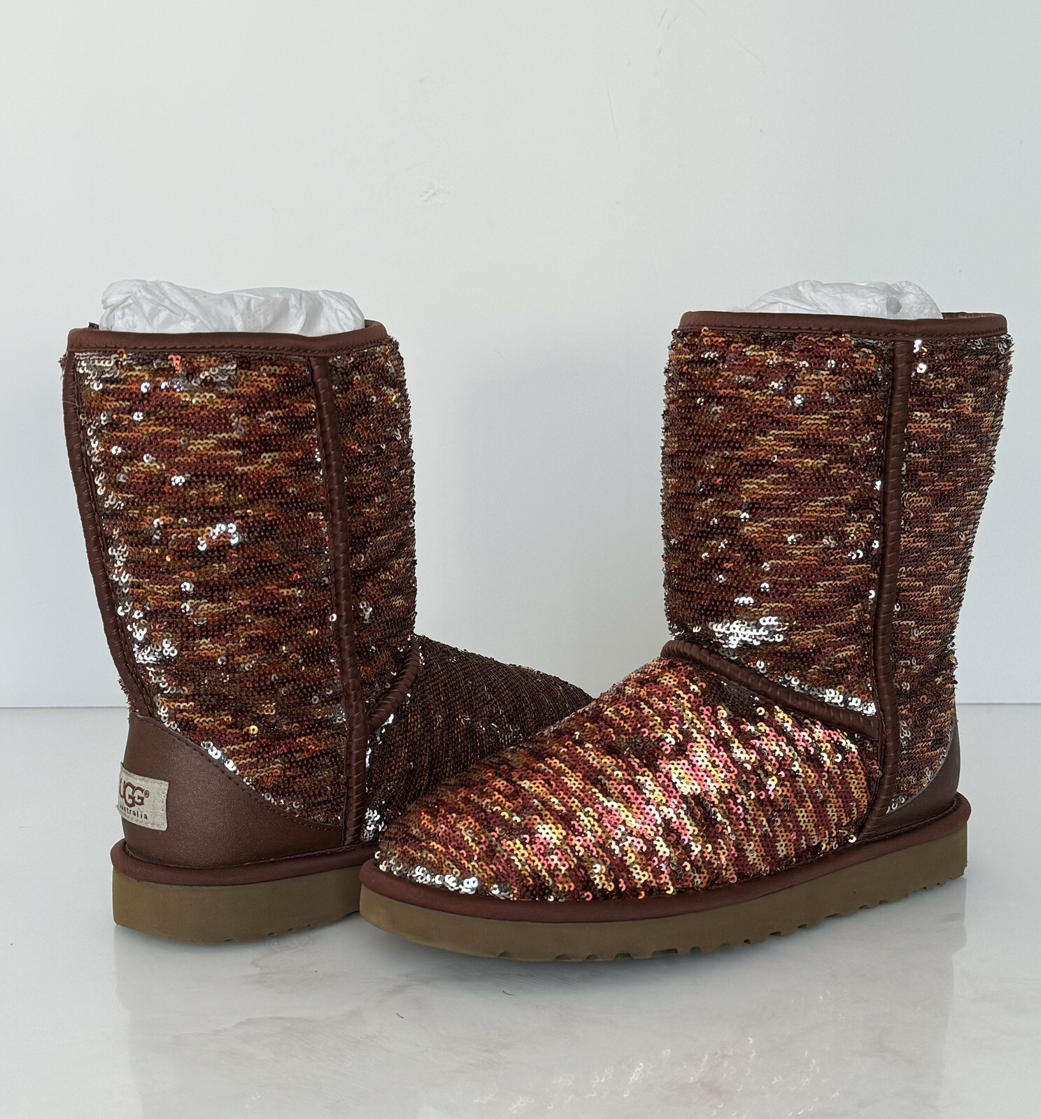 UGG CLASSIC SEQUIN AUTUMN SILVER 2 TONE HOLIDAY EDITION WOMEN SIZE 7 RARE 🔥