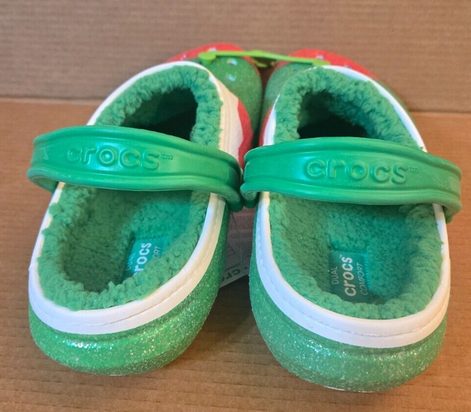 Crocs Classic Holiday Lined Clogs Size 13 Red/Green/White 206913-90H