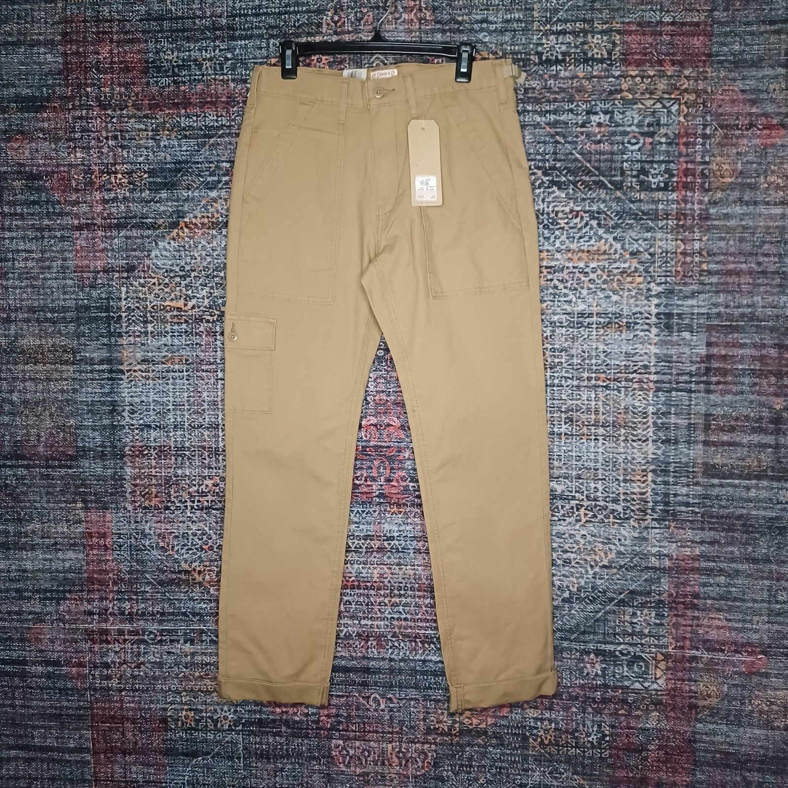 Levis mens dark khaki Slightly tapered stretch Utility pants 31×32 NWT