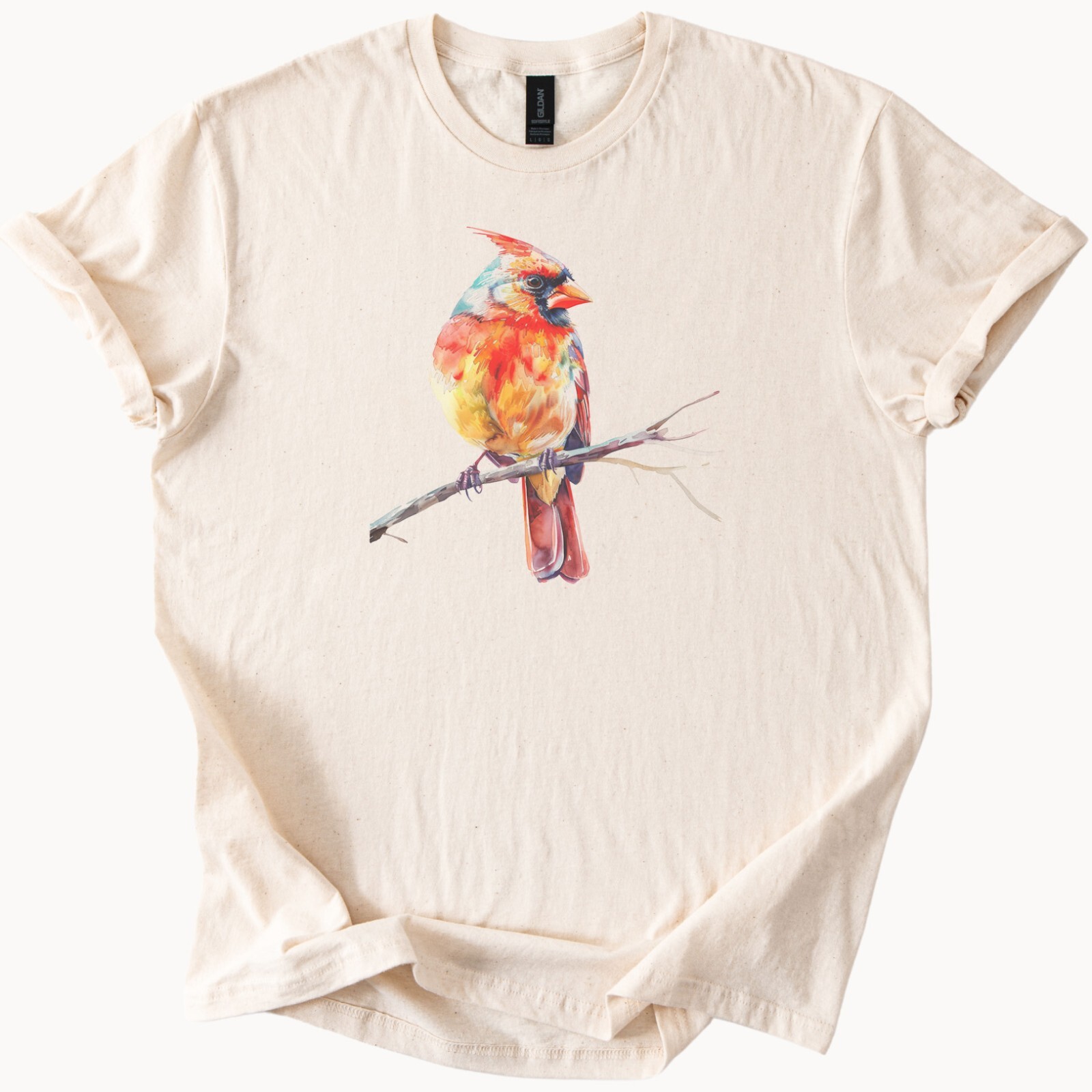 Vibrant Cardinal Bird Watercolor Tee Nature Lover Gift Idea