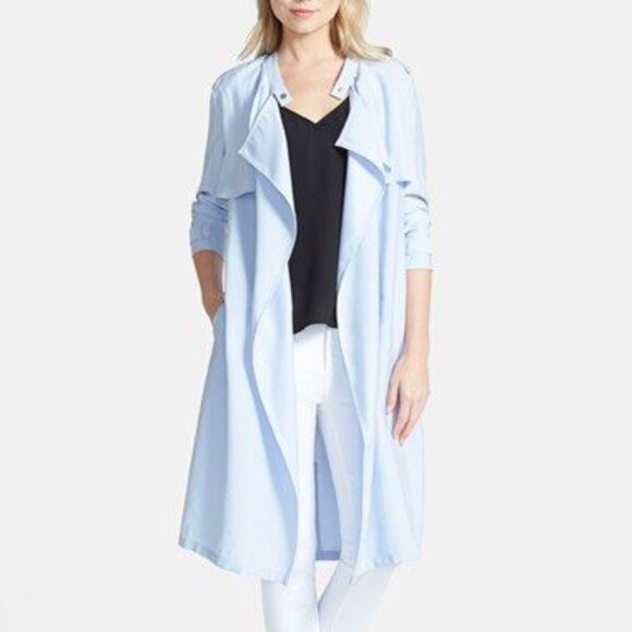 Nordstrom 288657 Trouvé Blue Soft Trench Dust Coat size L