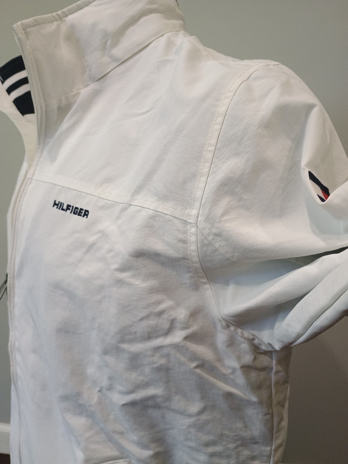Tommy Hilfiger SZ XXL Men’s Full-Zip White Windbreaker Jacket Regatta with Hood