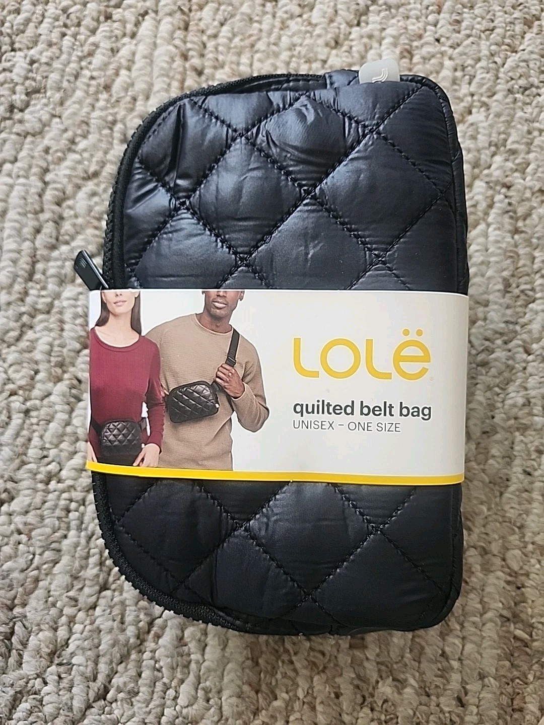 NWT New Lole Quilted Black Crossbody Everywhere Belt Bag Mini Nylon Logo Strap