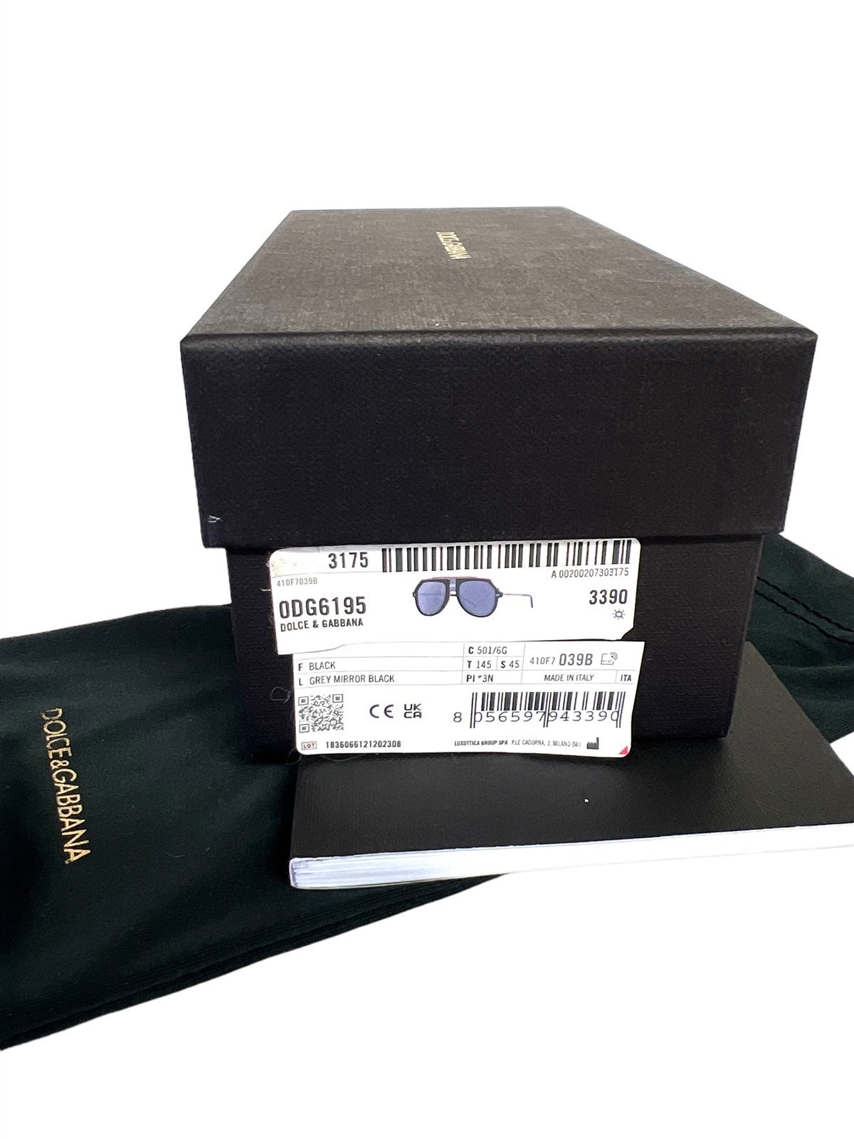 Dolce Gabbana Sunglasses Polished Black Gray Mirror DG 6195 501/6G with Case