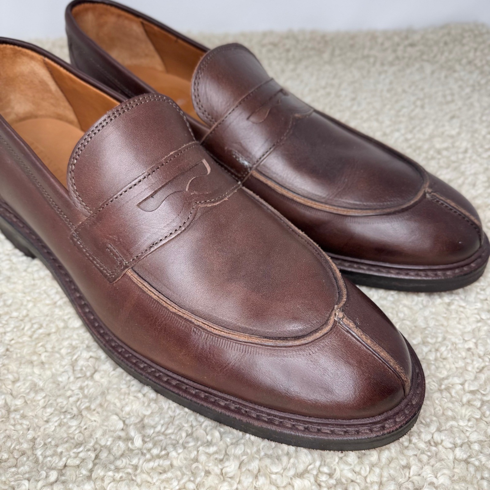 Allen Edmonds Denali Slip On Penny Loafers Men 11 D Dark Brown Leather
