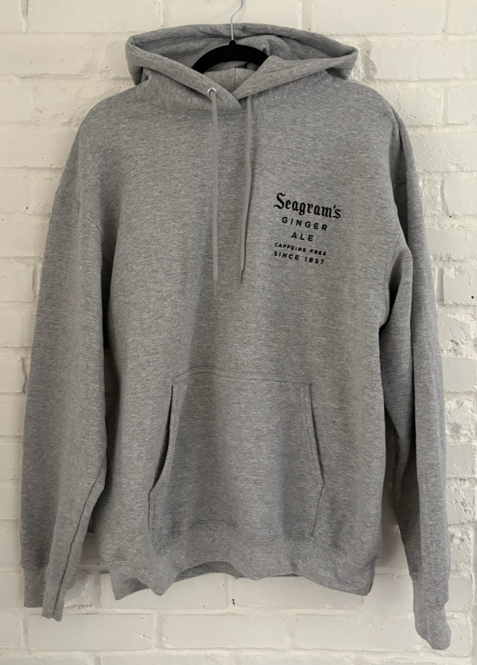 Seagram’s Ginger Ale Gray Pullover Hoodie ~Men’s Size L ~ Rare!