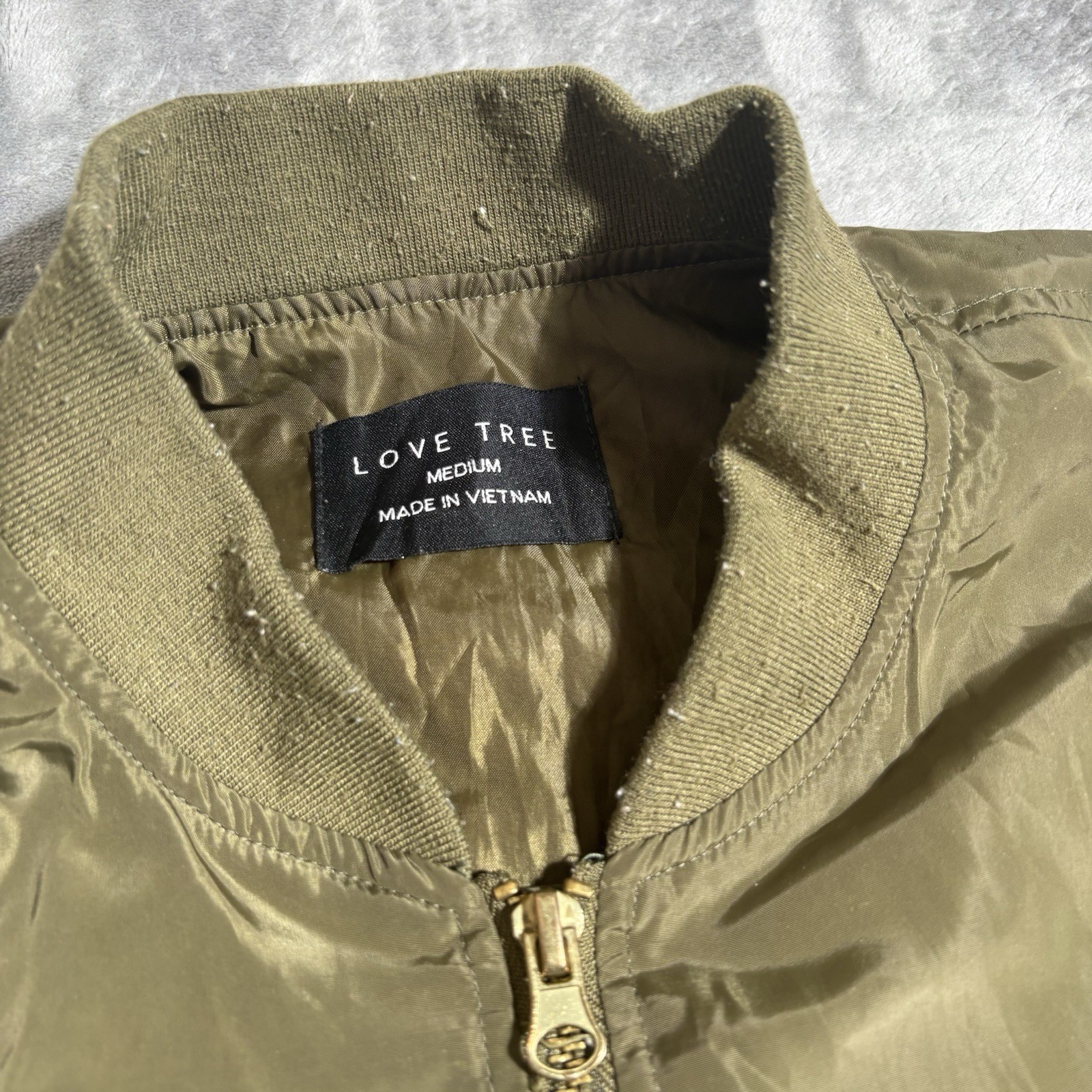 Love Tree Women Jacket Full Zip Button Snap Army Cotton Pockets Green Medium