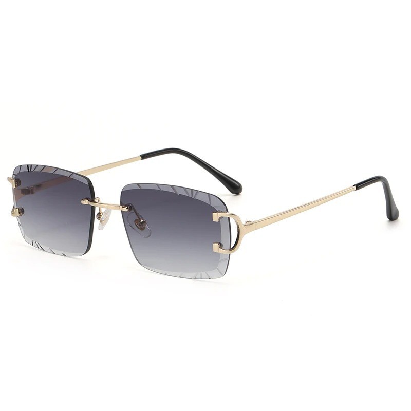 USA- Big C Diamond Cut Fade Frameless Lens Gold Frame in Box