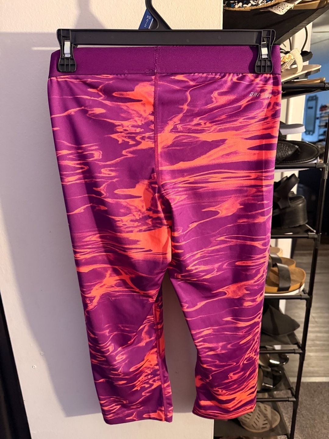 Nike Pro Dri-FIT Purple and Coral Marbled Print Capri Leggings