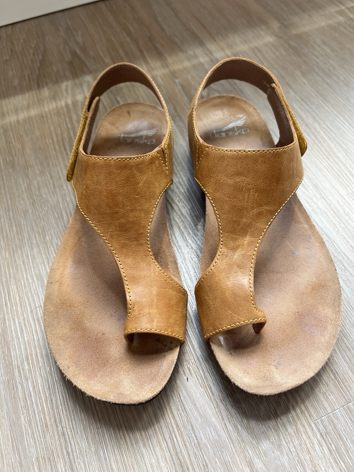 Dansko Reece Tan Leather Slingback Sandals Women’s EU 38 Comfort Toe Loop US 7.5