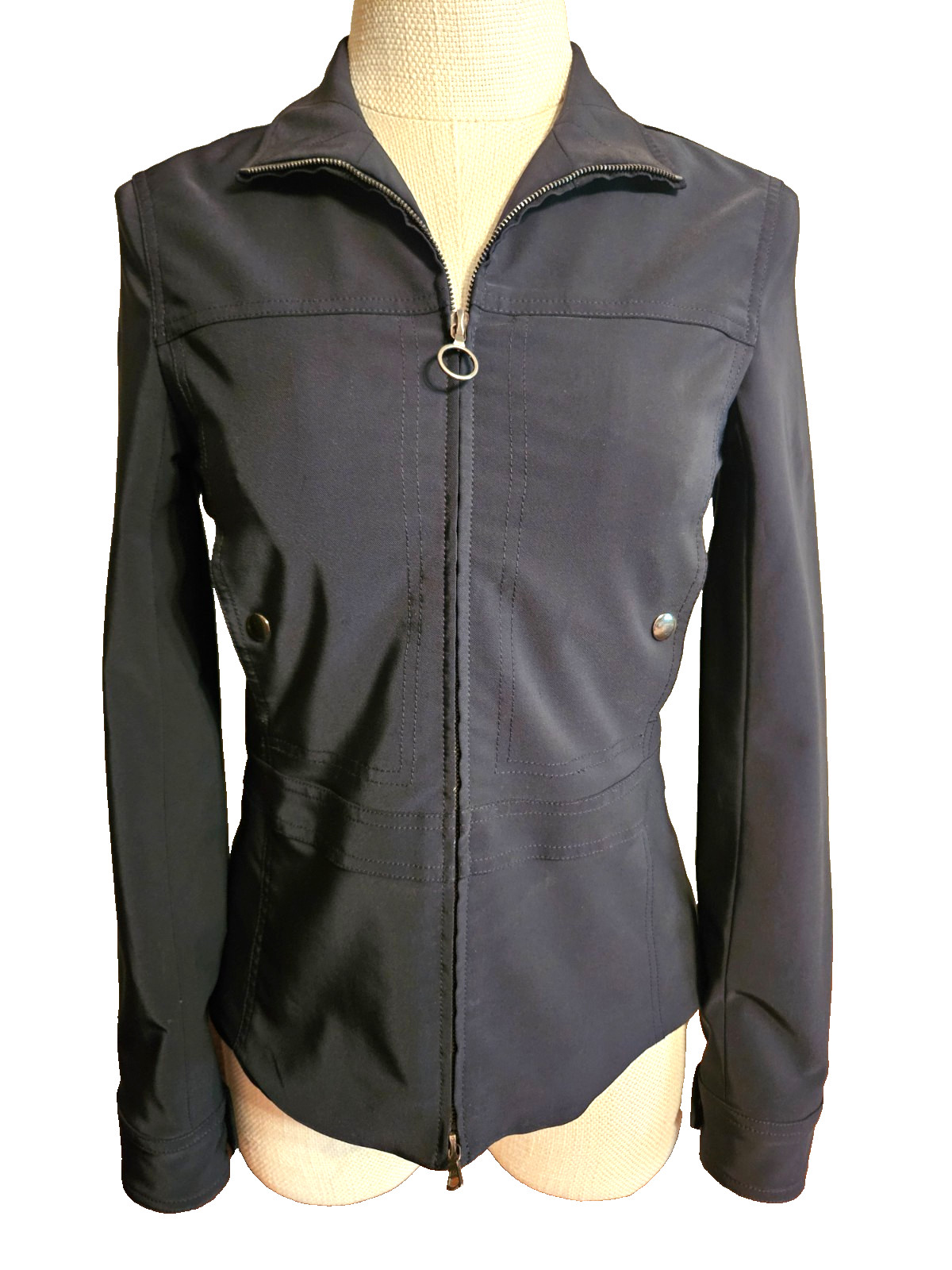 THEORY women’s jacket size S black front zip lined pockets #31005402