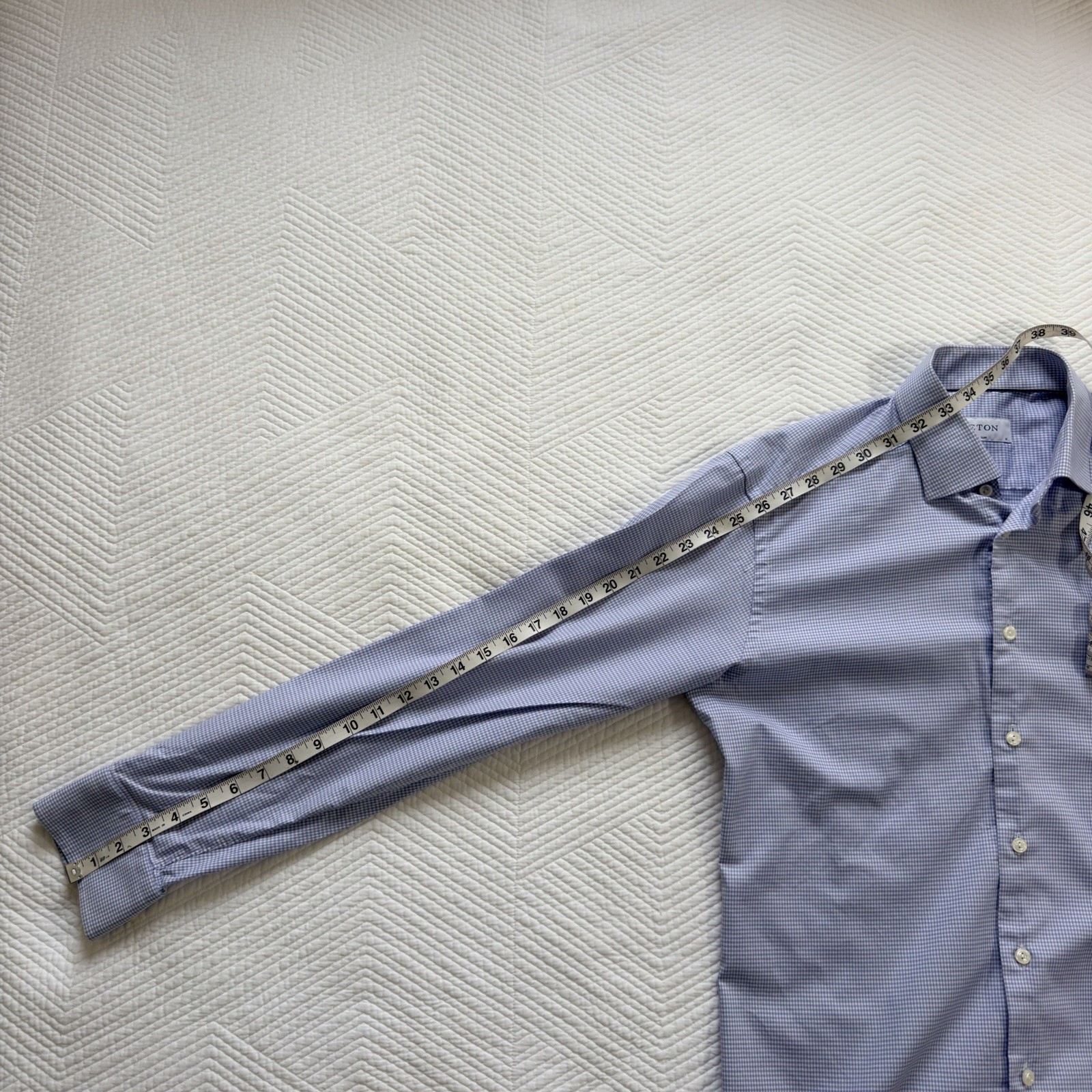 Eton Men’s Slim Blue/White/Violet Check Non-Iron Cotton Dress Shirt Button 16/41
