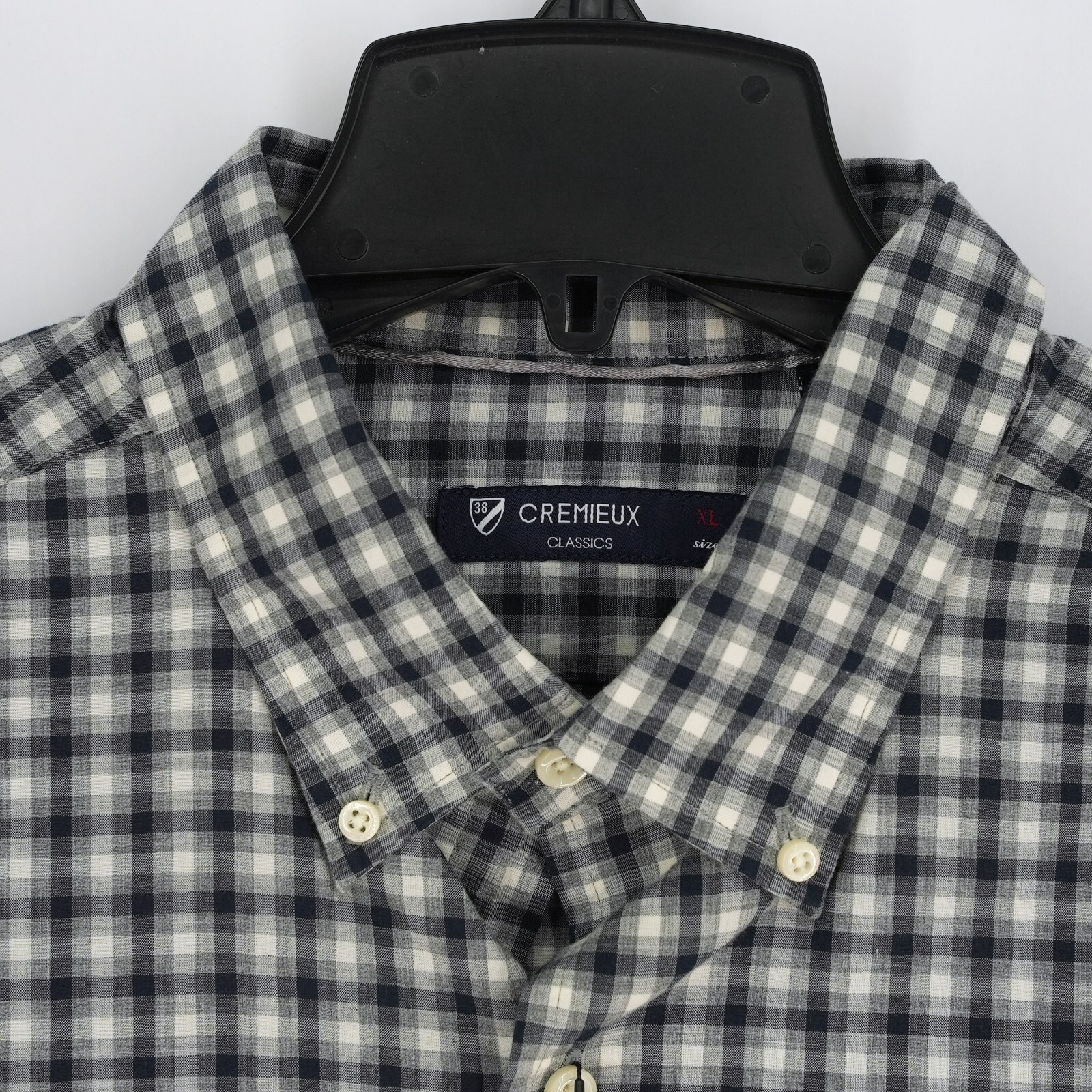 Cremieux Men’s Long Sleeve Shirt XL Gray Navy Check 100% Cotton NWT $79.50