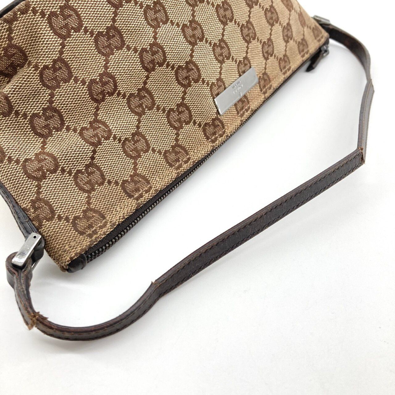 GUCCI Boat Bag Pochette GG Monogram Beige Vintage Authentic From Japan