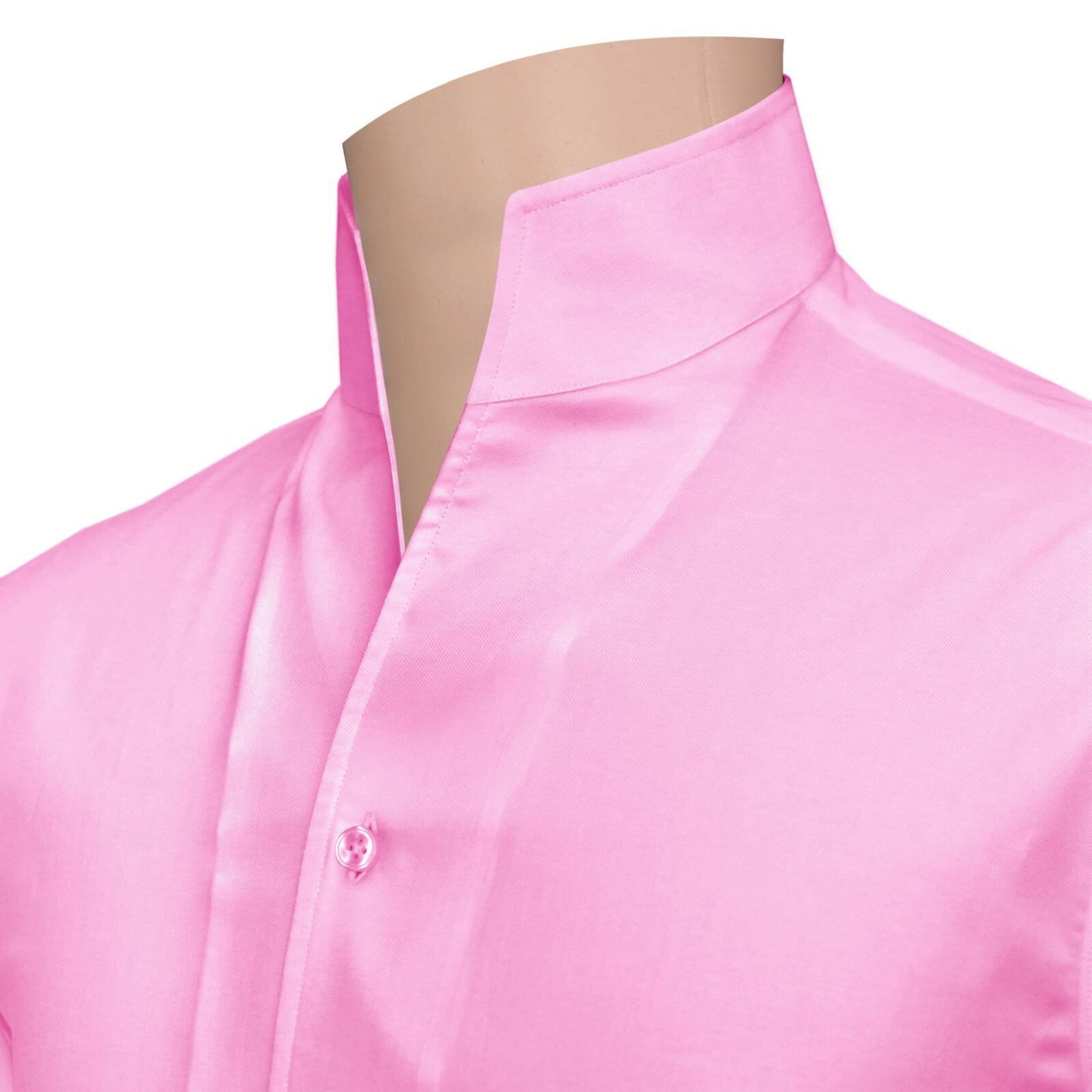Open High Collar 100% Cotton Pink Shirt for Men Tall Open Neck Wedding Outfit