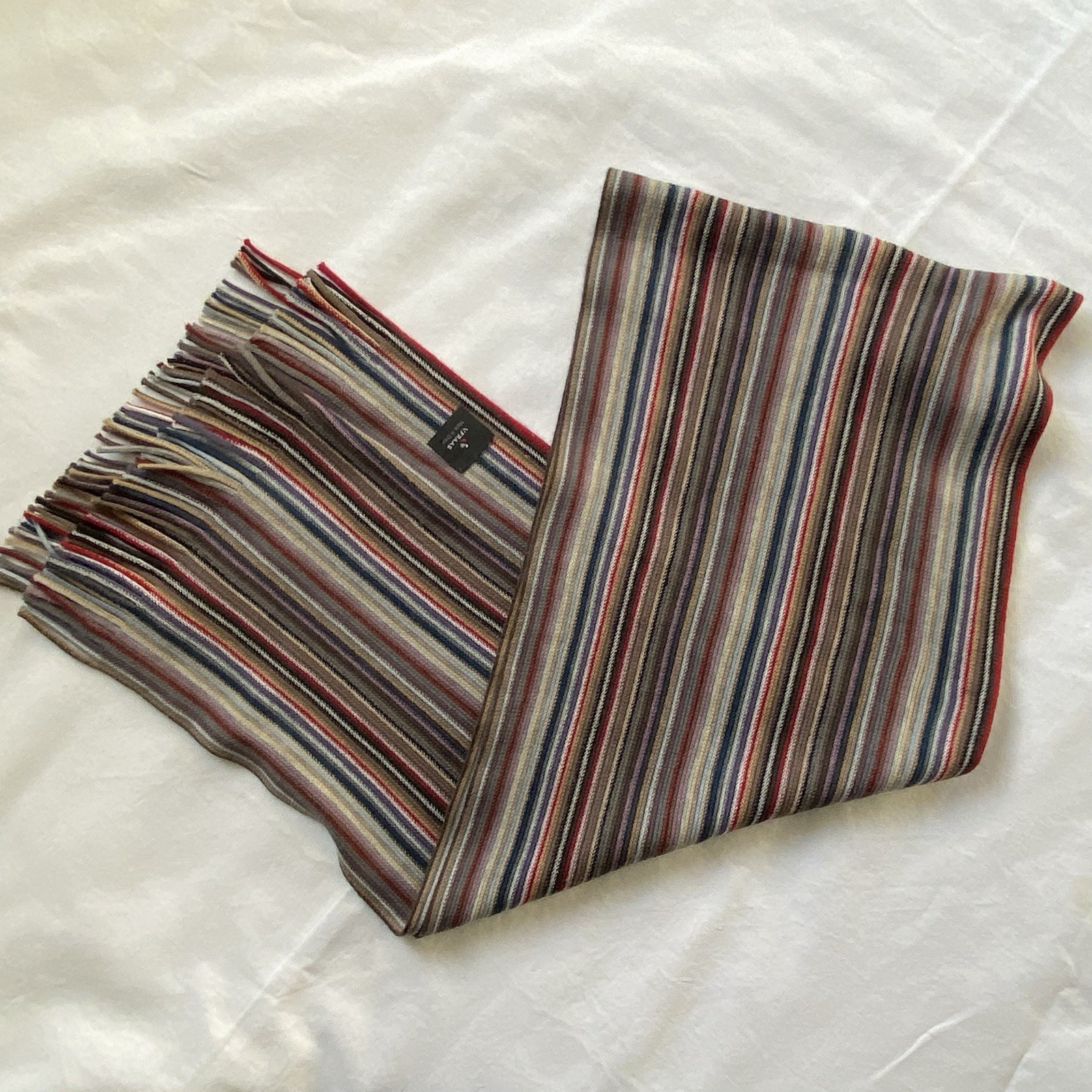 FRAAS Scarf Striped Red Gray Beige Teal Purple Black Fringe Soft Men’s Women’s