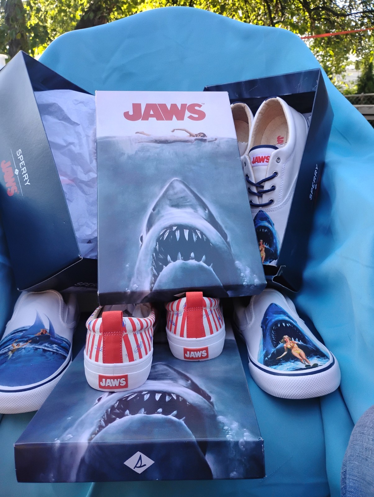 Sperry Crest TG JAWS Limited Edition Canvas Lace-Up Sneakers White/Blue US 10