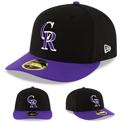 New Era Colorado Rockies 5950 Fitted Hat MLB LC Black Purple Low Profile Cap