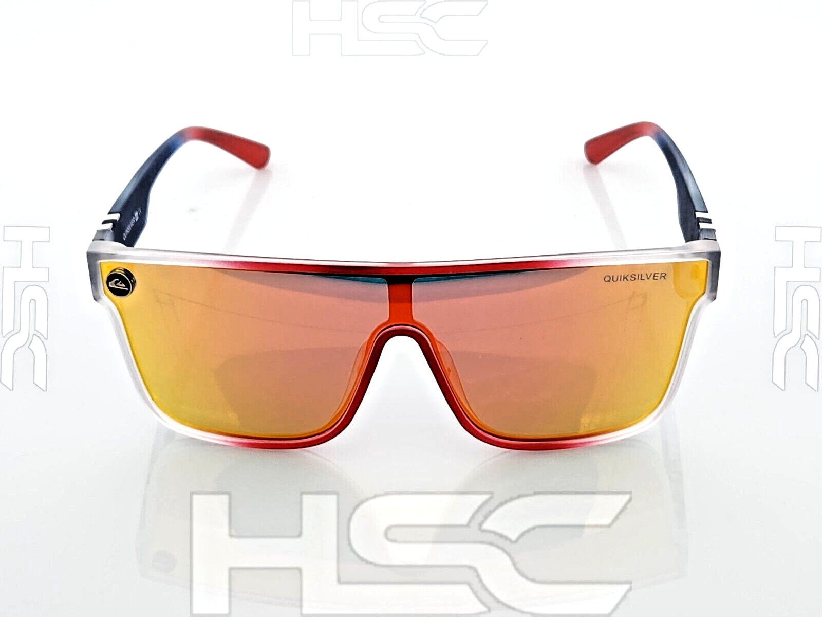 Quiksilver SciFi Shield Sunglasses USA Red White Blue Frame Orange Mirror Lens