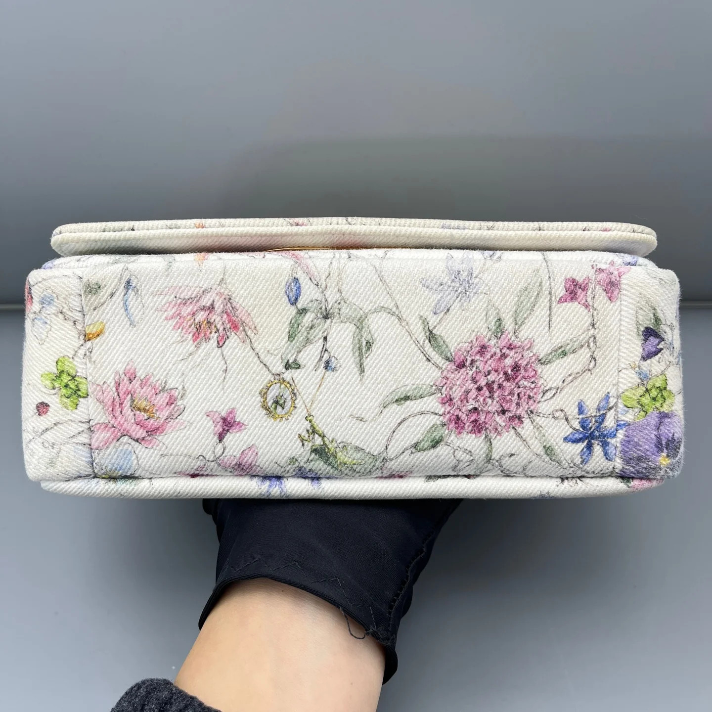 Dior Print Small Caro Bag White Yellow Red Blue Green Canvas (ym051726b6r)