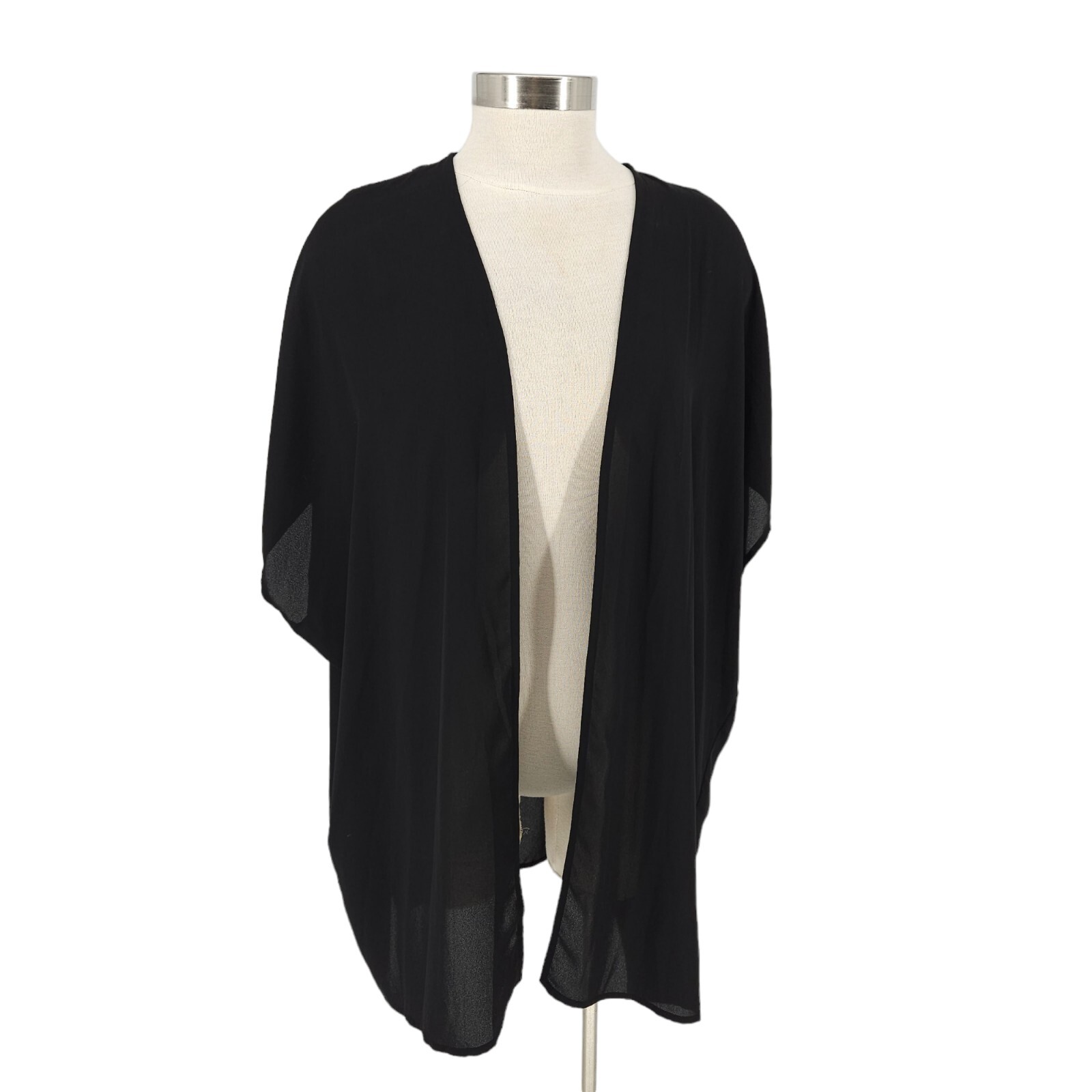 Daniel Rainn Kimono Black Short Sleeve Open Front Cutout Back Coverup Small