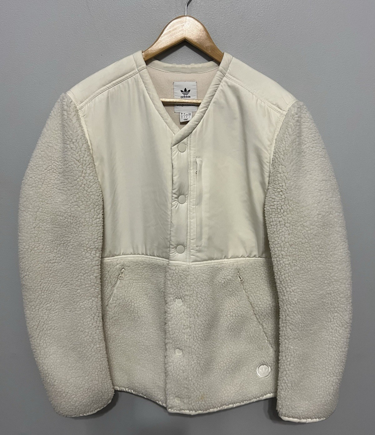 Adidas x Wings + Horns Sherpa Fleece Jacket Button Front Men’s L Off White