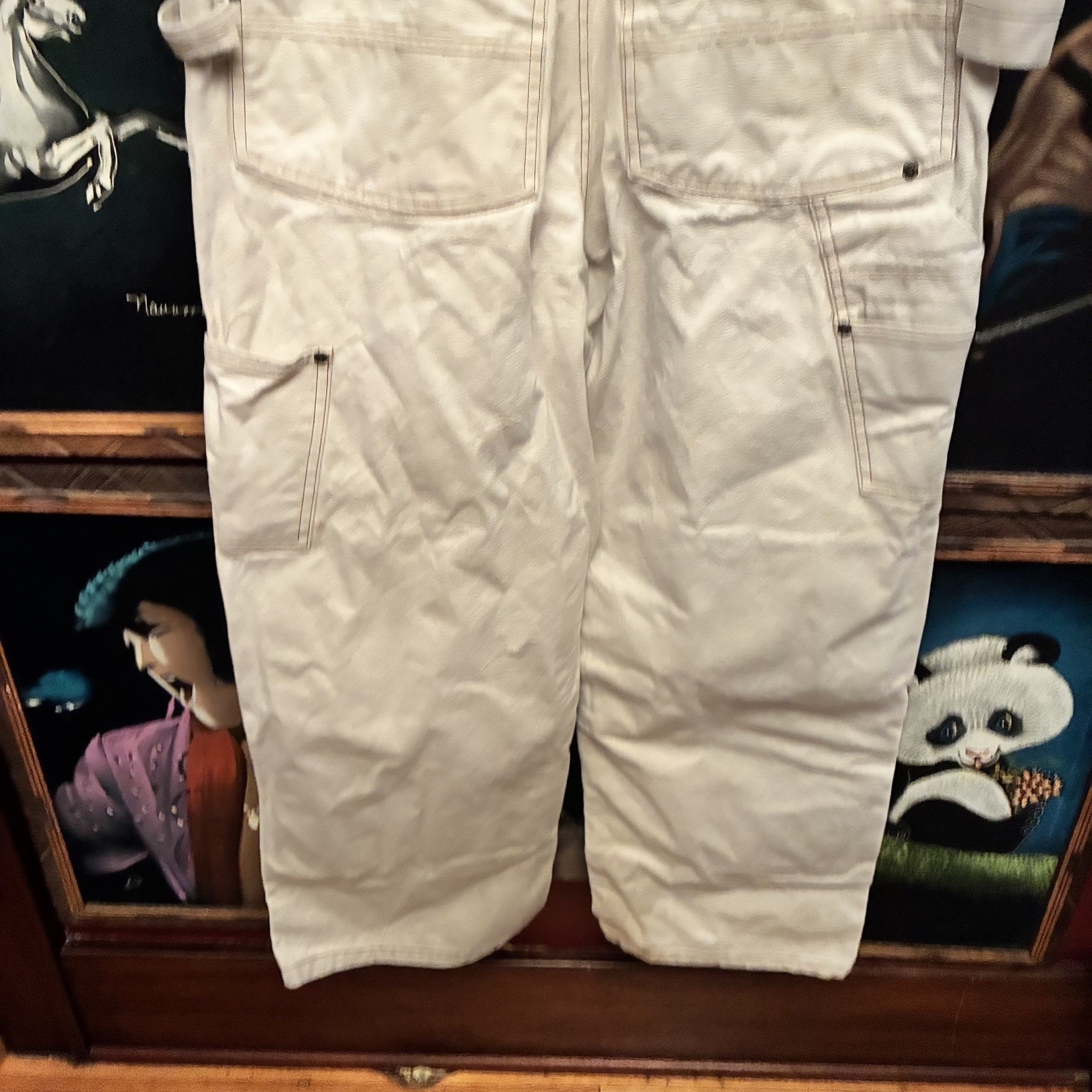 Vintage Ben Davis Distressed Double Knee Carpenter Work Wear Bib Overalls Sz 36