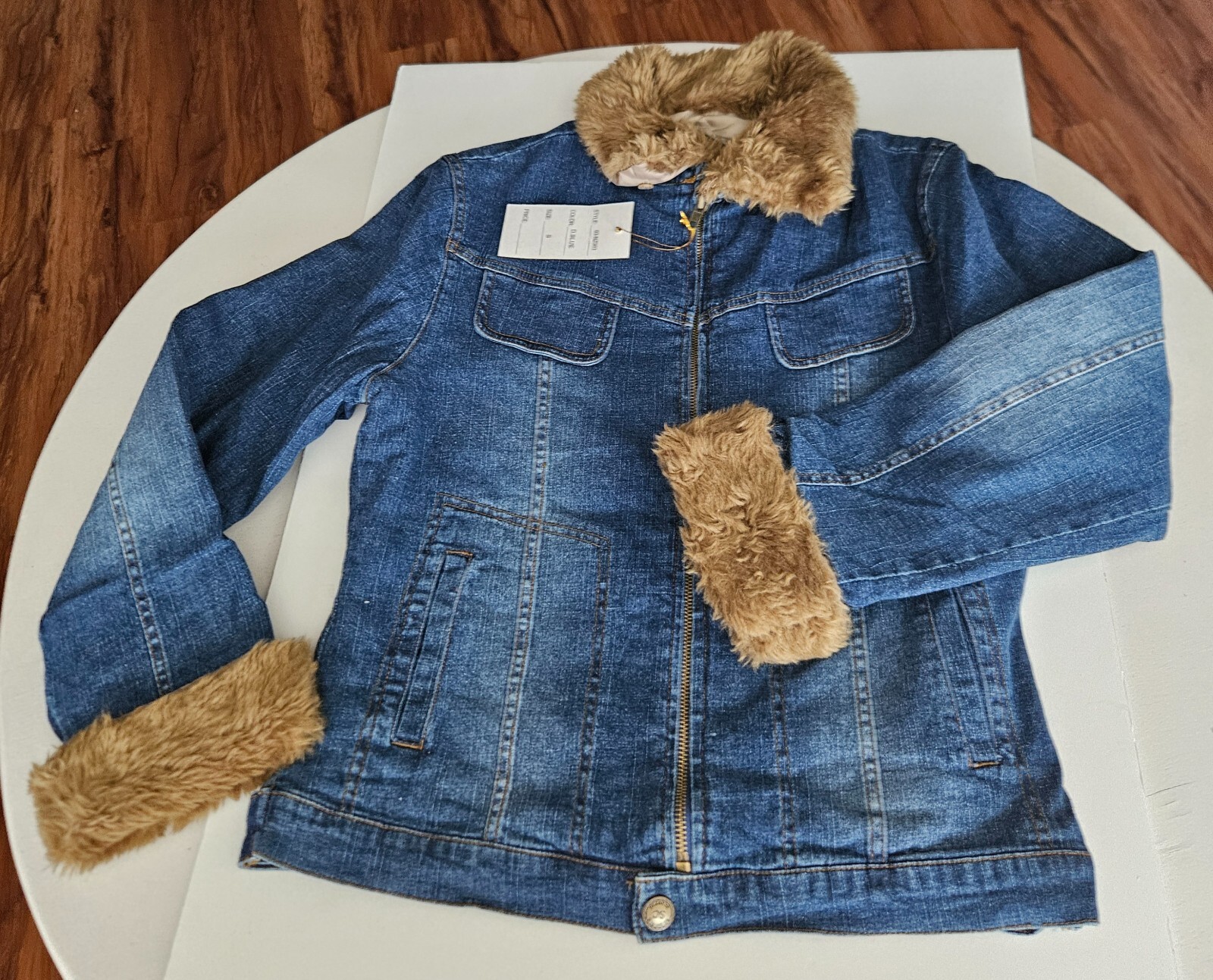 Scorpio USA Jean Jacket Women Small Faux Fur Trim & Quilted Lining Snap Buttons