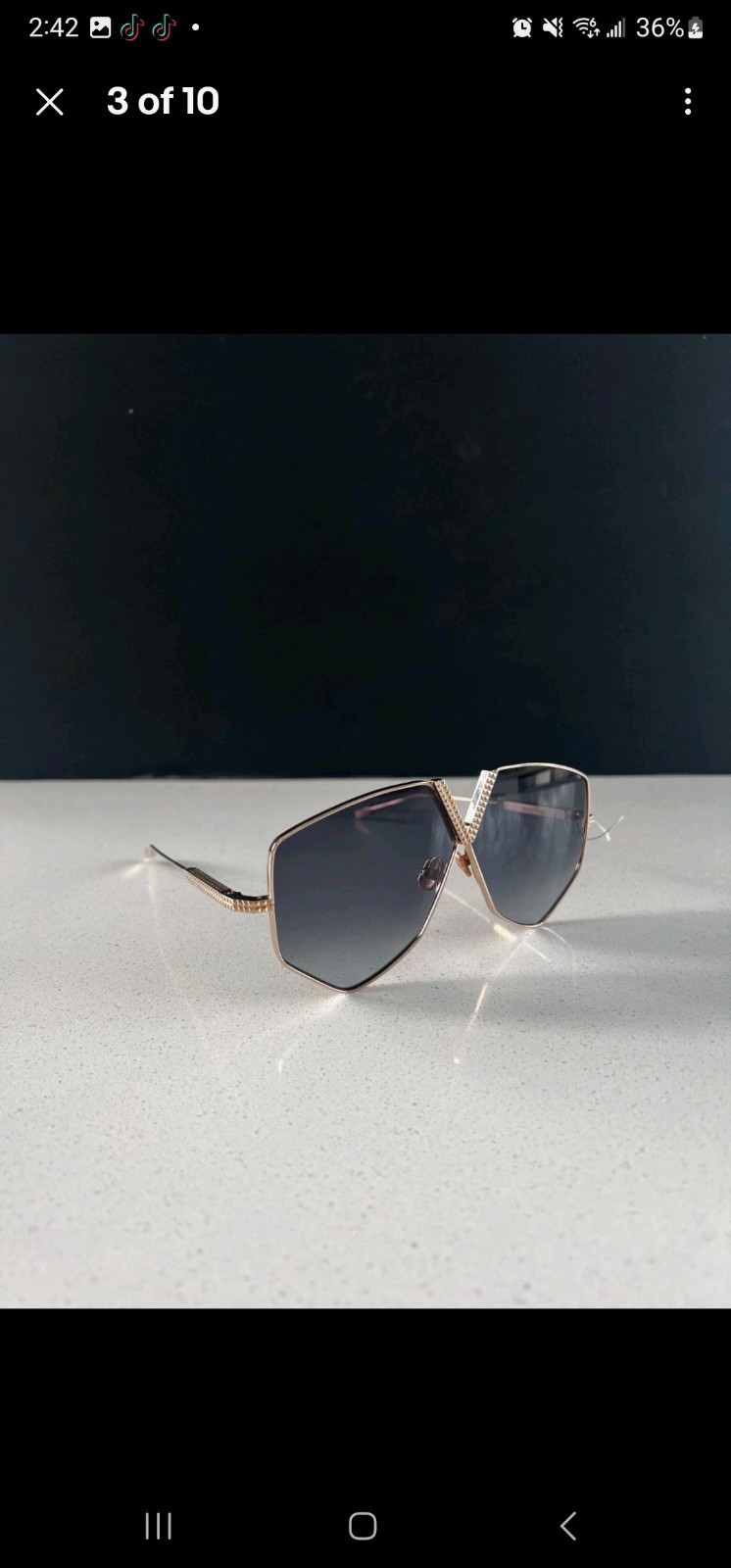 VALENTINO V HEXAGON INSPIRED VLS115 Gold Titanium Gray 115A Rock Stud Sunglasses