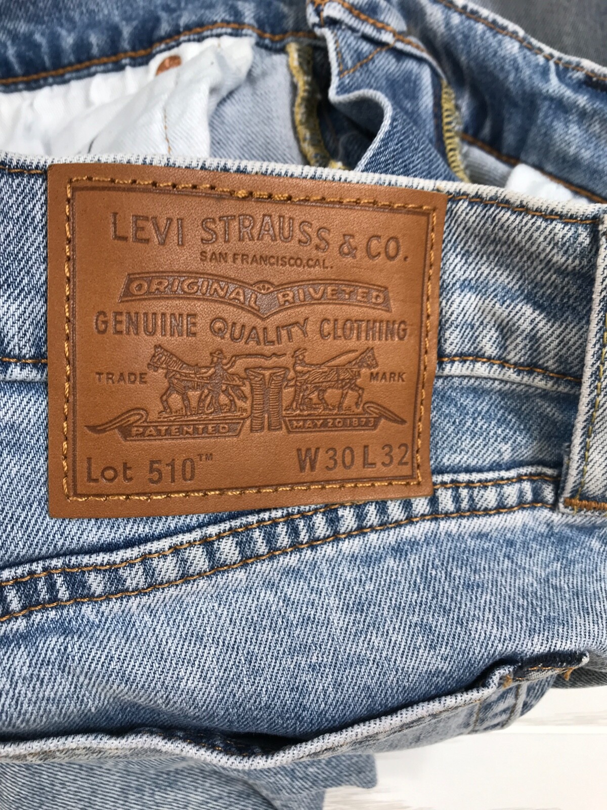 Levi’s 510 Jeans Mens 30×30 Slim Stone Washed Blue Straight Cotton Blend NWOT